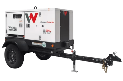 Portable Wacker Neuson G25 diesel-powered generator on trailer