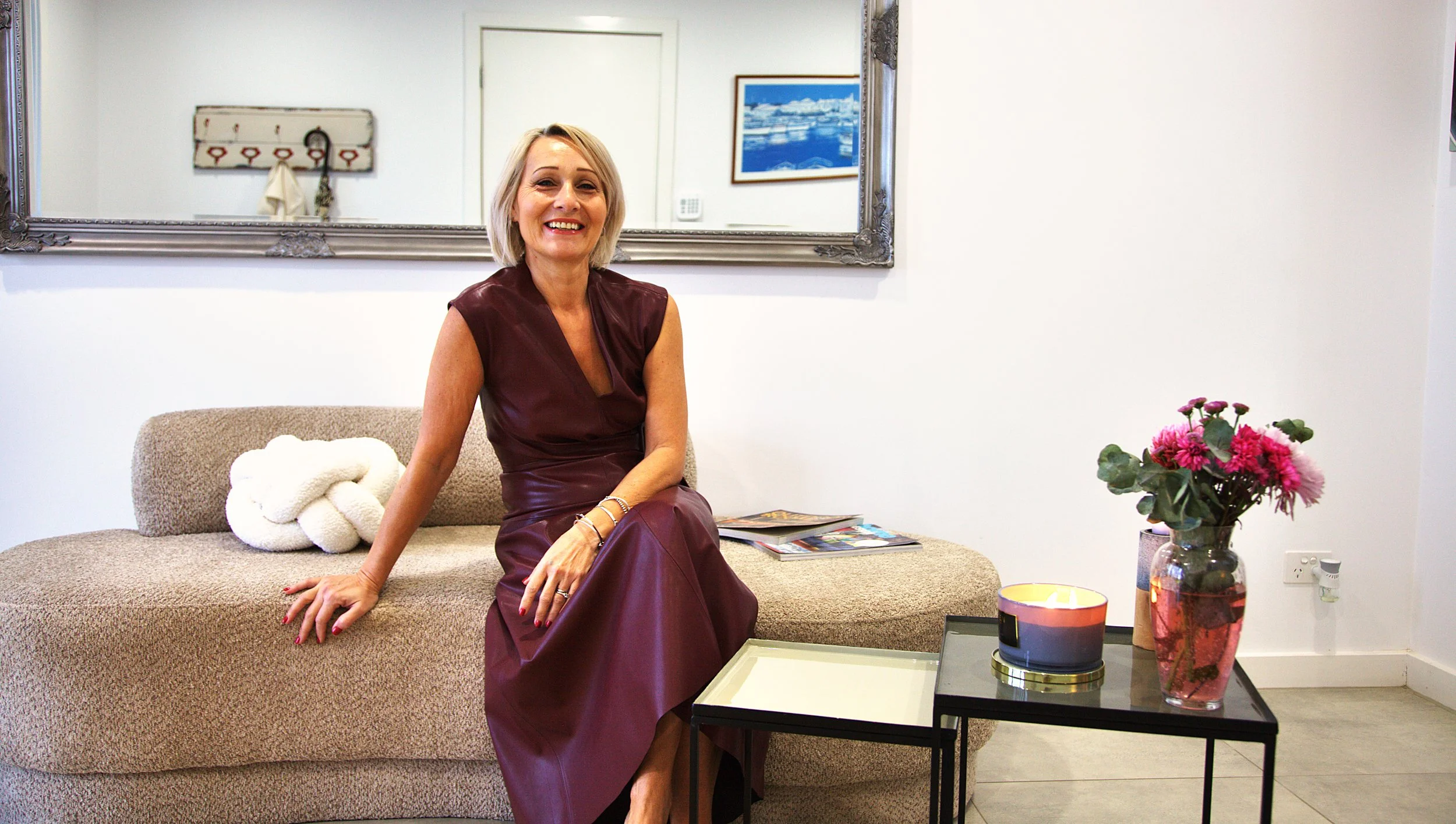 Vasilka in the welcome lounge of the La Signora private studio, Mount Martha