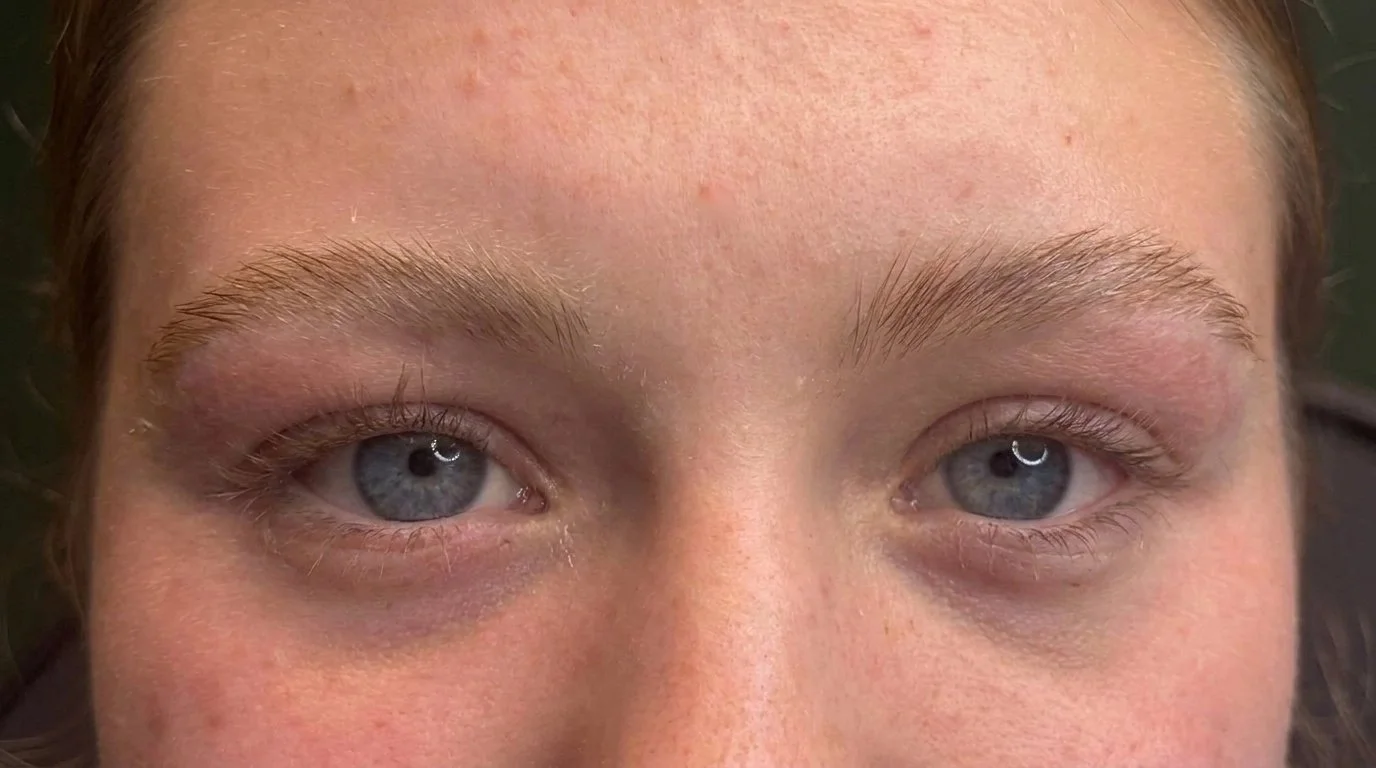 Feathered, brushed-up brows after lamination and sculpt with no tint, La Signora Mount Martha