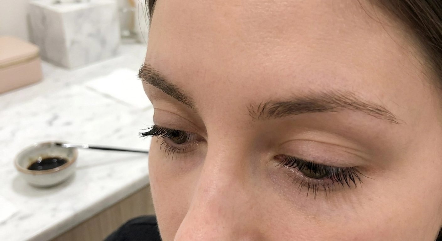 Darkened natural lashes after a lash tint at La Signora, Mount Martha