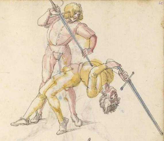 Historical illustration of longsword fencing.