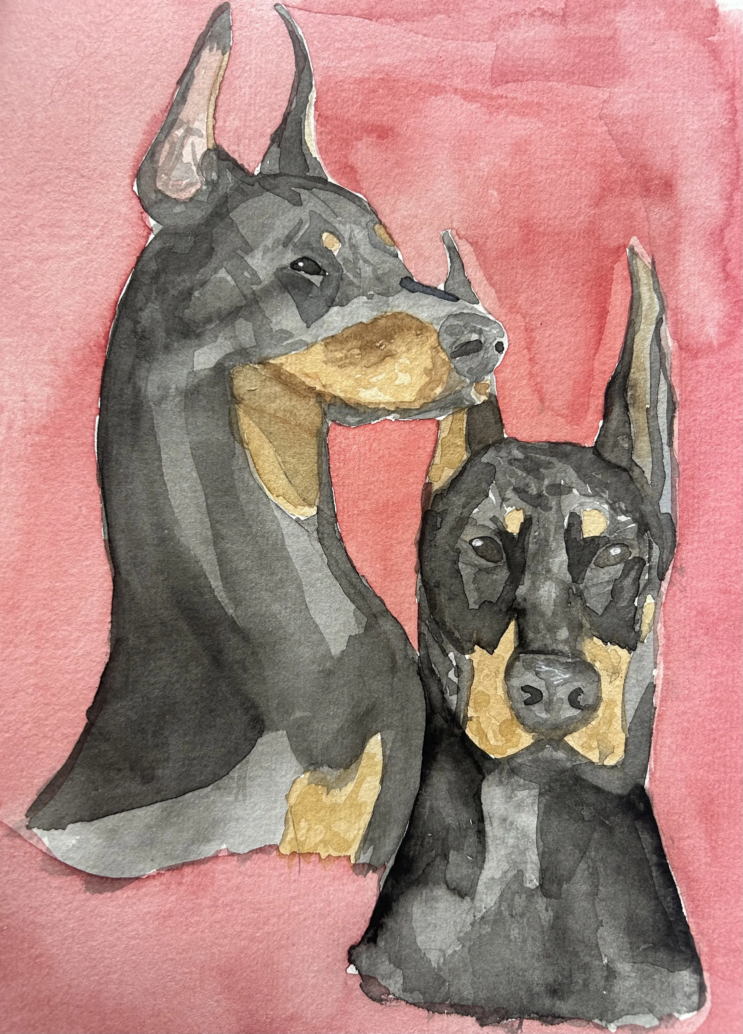 Doberman Elegance Watercolor Painting