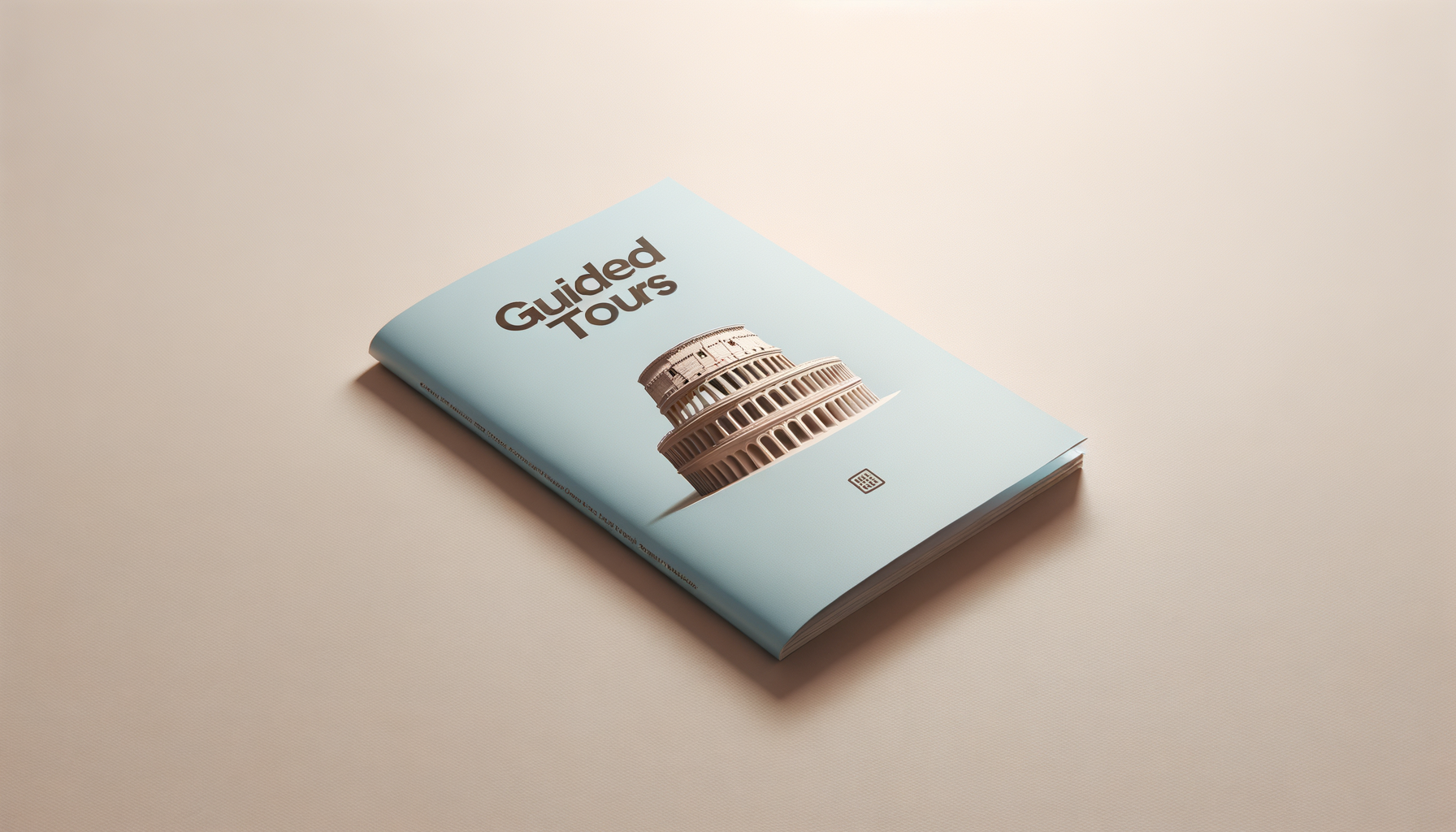 Guidebook titled 'Guided Tours' with image of the Roman Colosseum on the cover, placed on a plain surface.