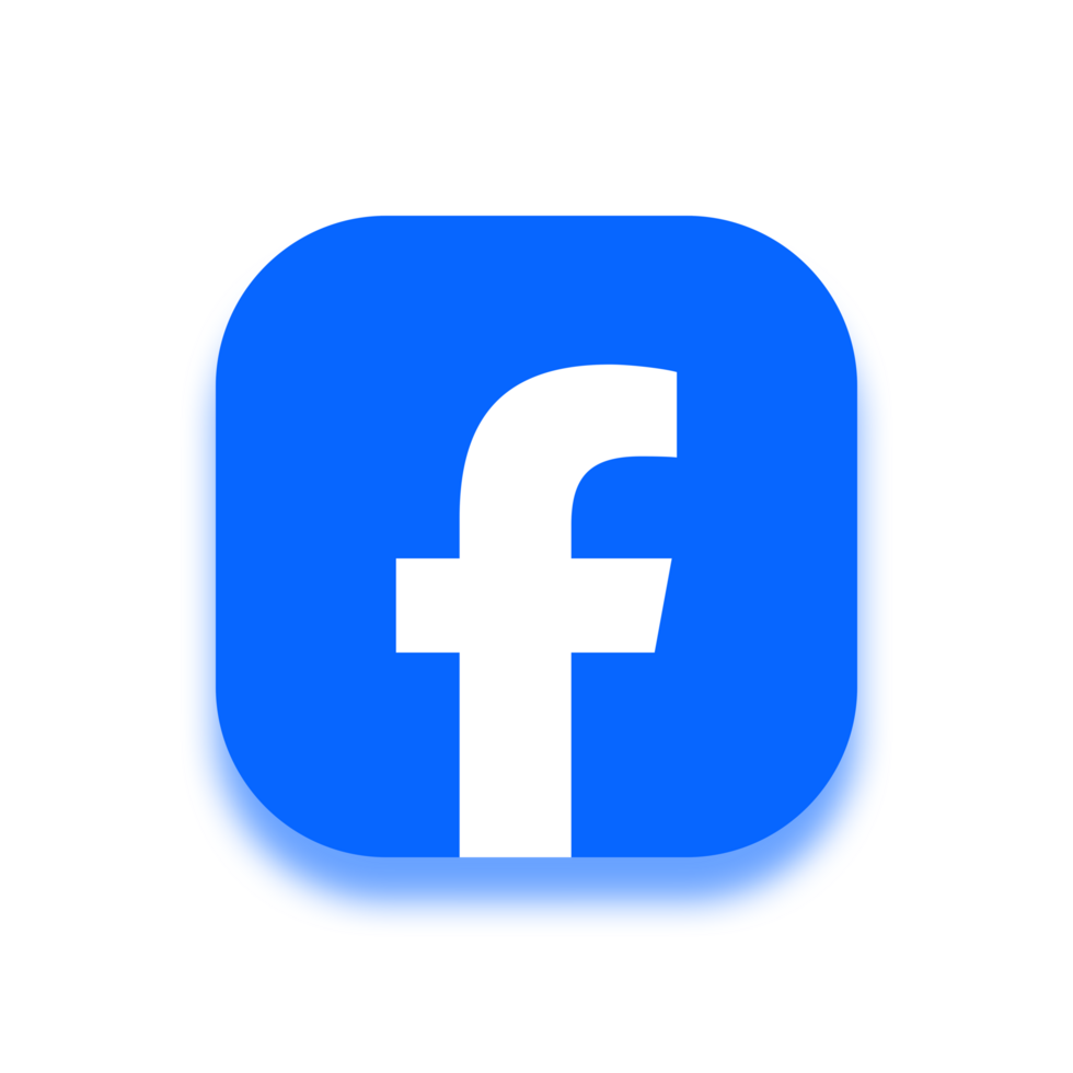 Facebook logo with white 'f' on blue rounded square background.