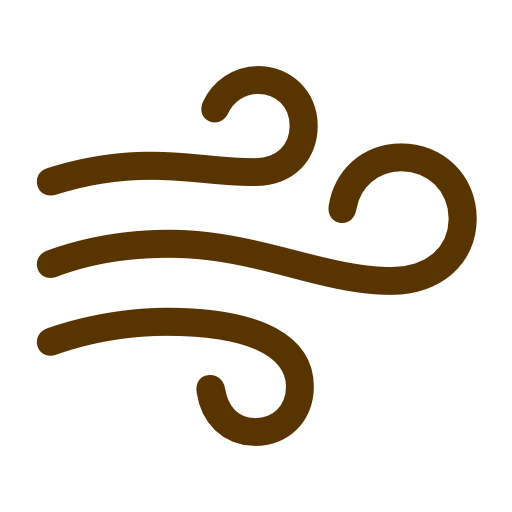 Stylized wind or air symbol with swirling lines.