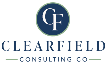 Logo Option 1 in navy, sage green, and soft white