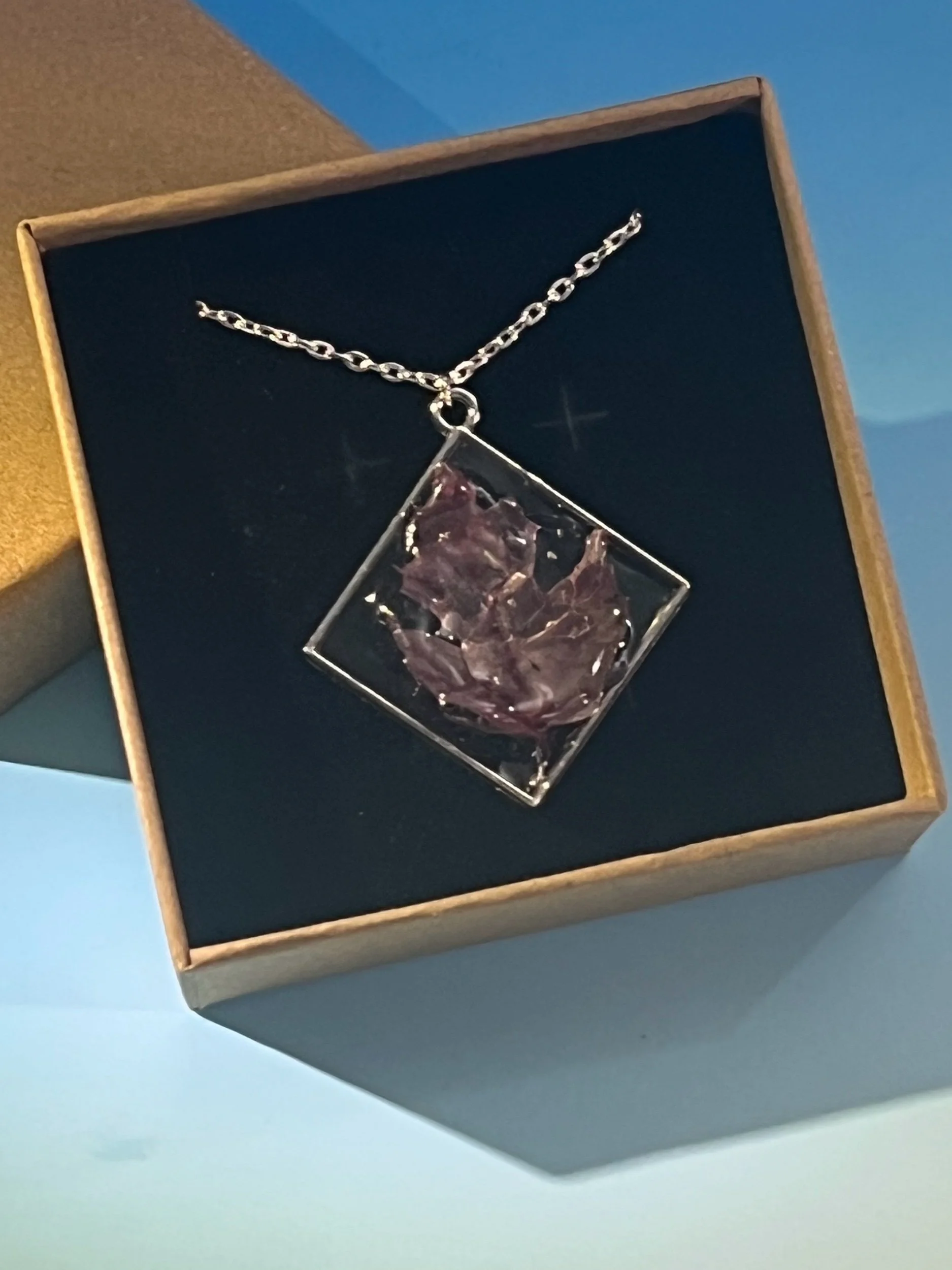 Maple Leaf in Ice Necklace, Handcrafted Real Nature Pendant