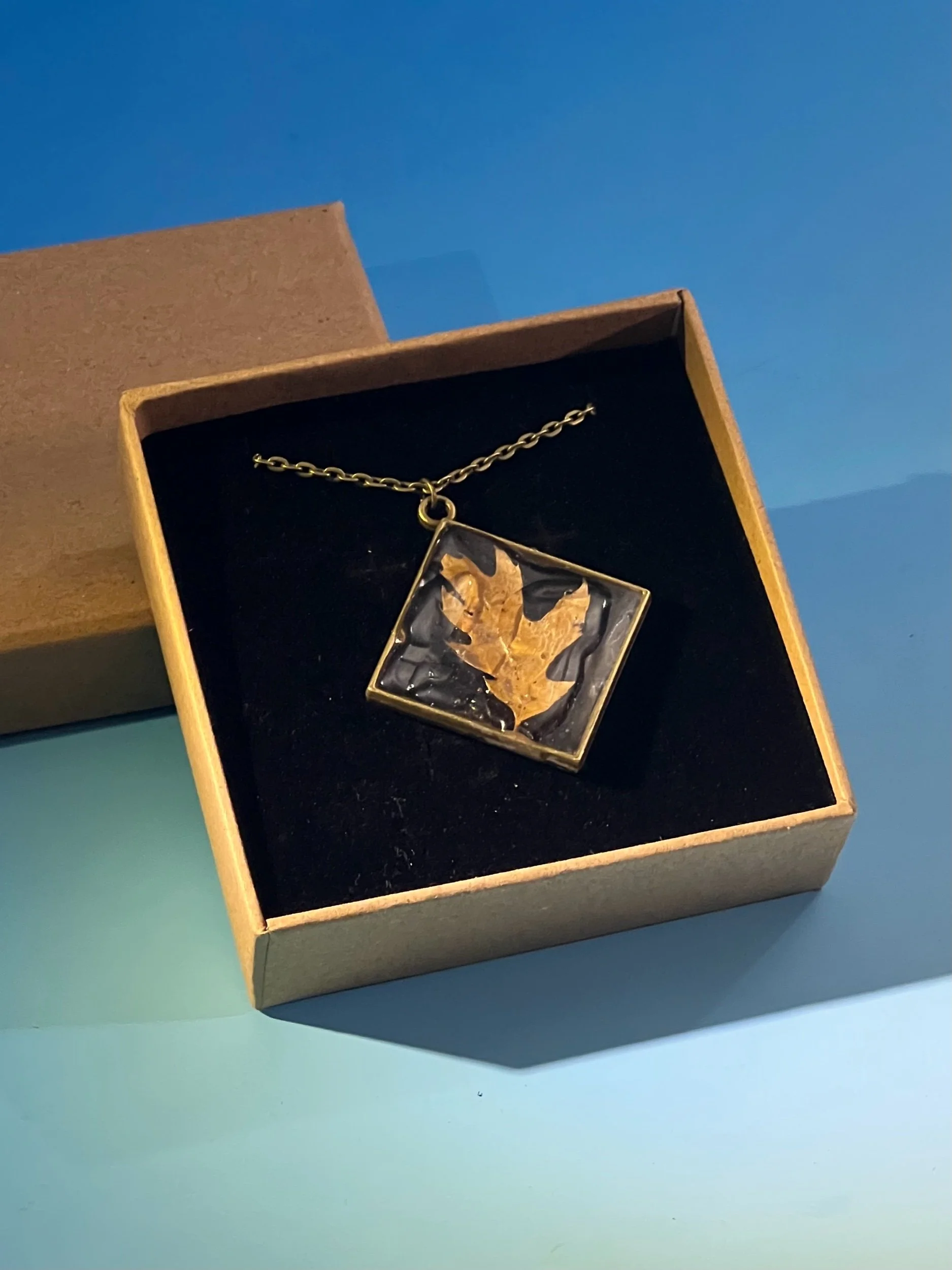 Oak Leaf in Ice Necklace, Handcrafted Real Nature Pendant