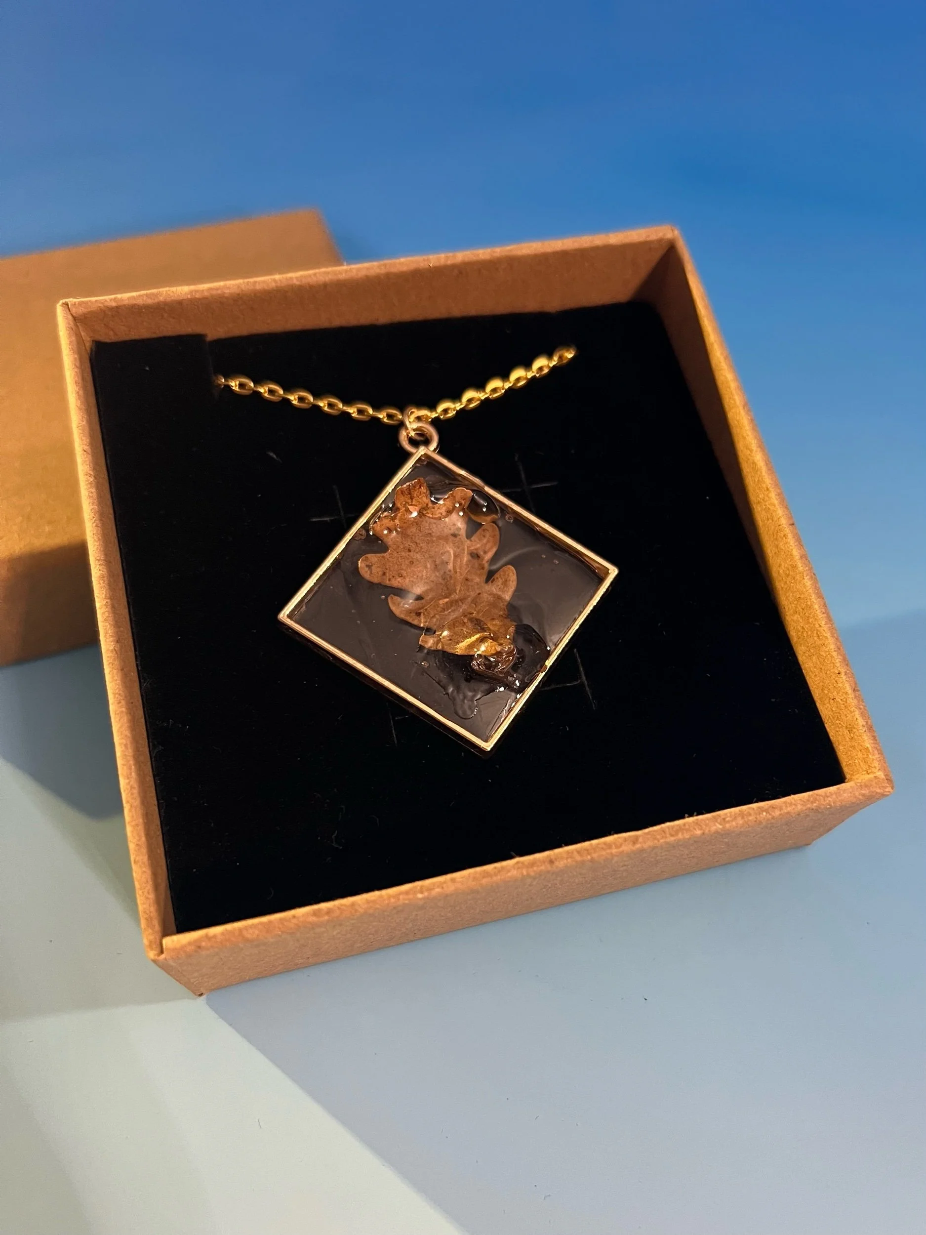 Oak Leaf in Ice Necklace, Handcrafted Real Nature Pendant