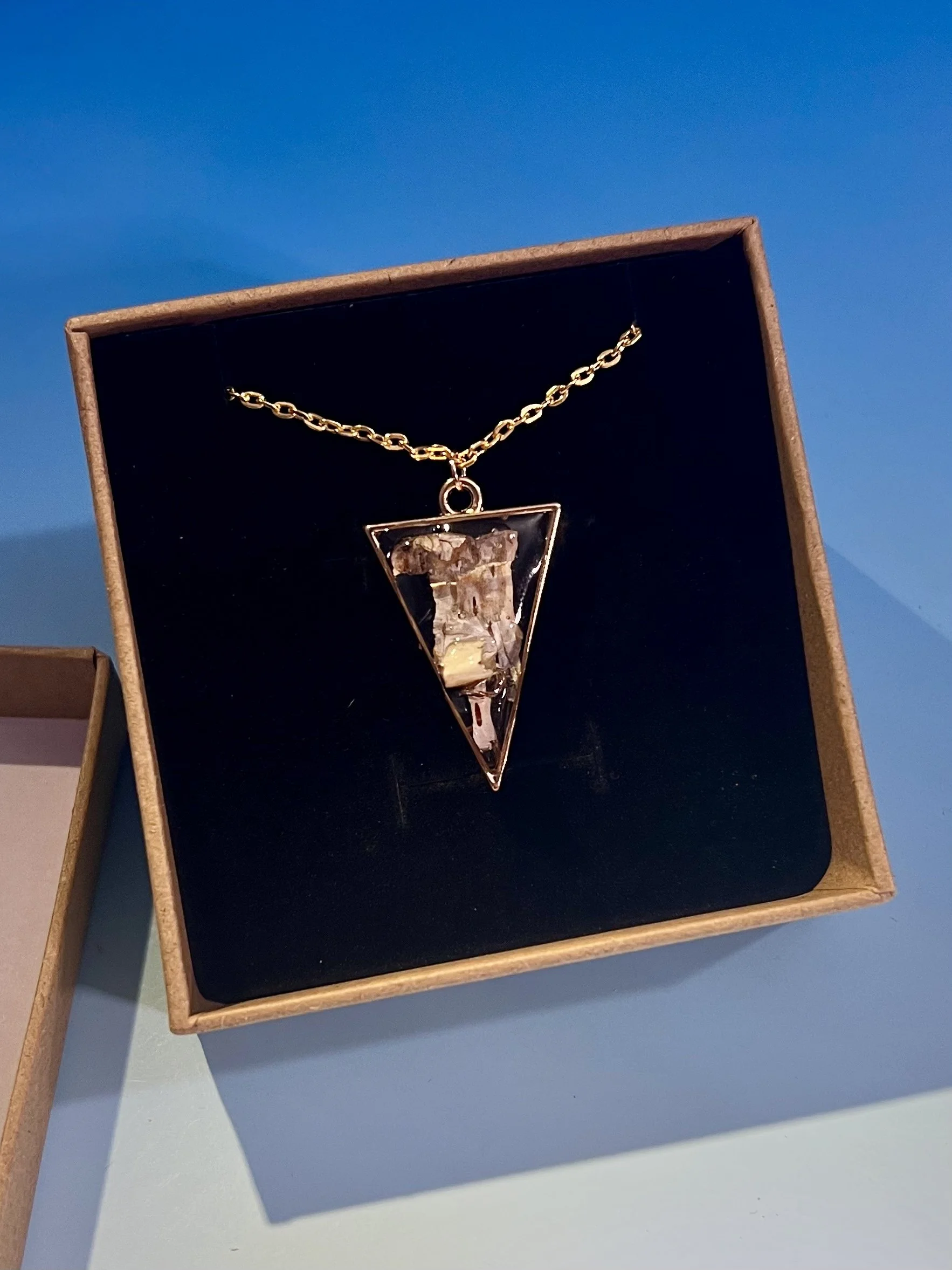 Birch Bark in Ice Necklace, Handcrafted Real Nature Pendant