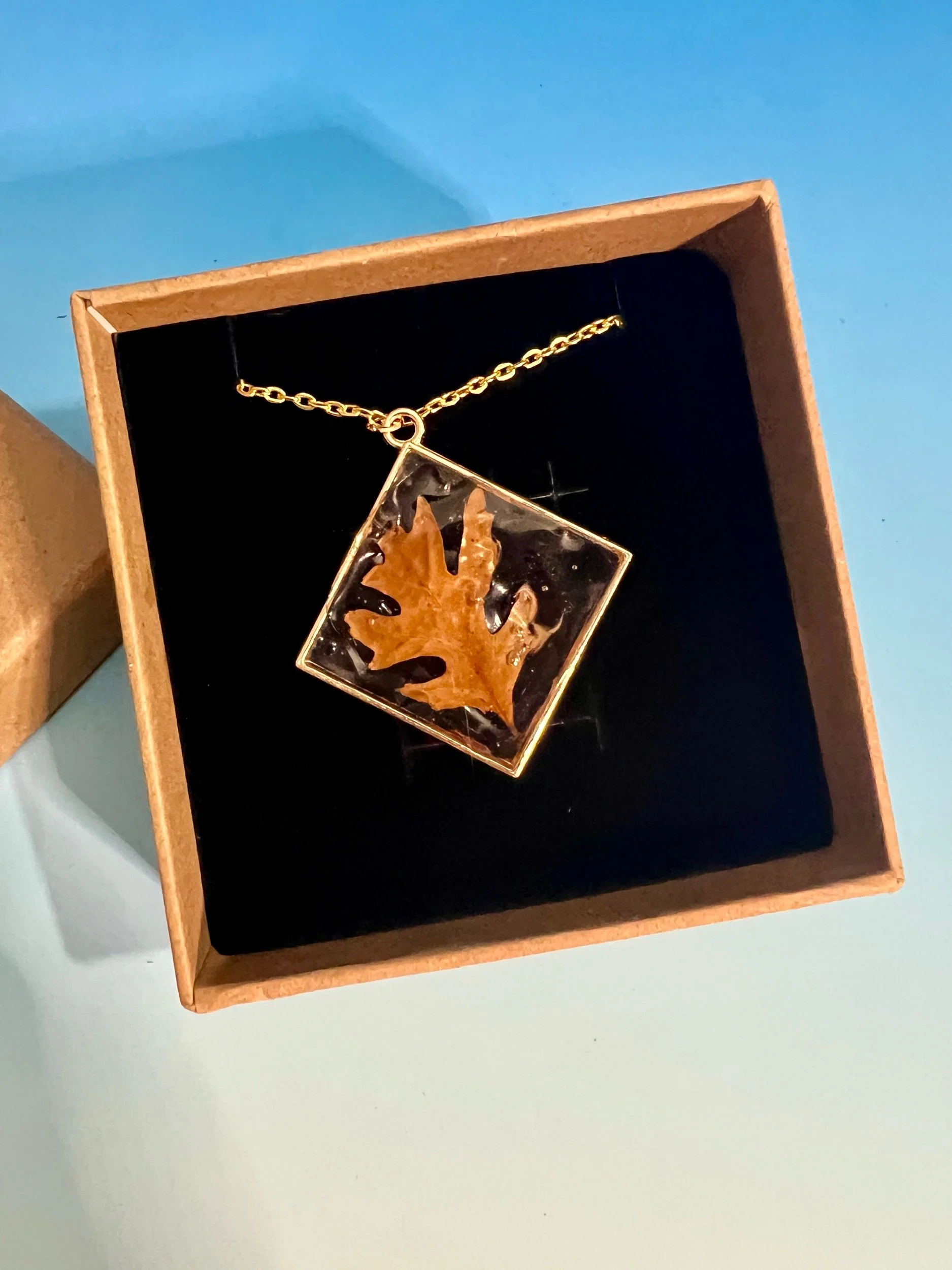 Oak Leaf in Ice Necklace, Handcrafted Real Nature Pendant