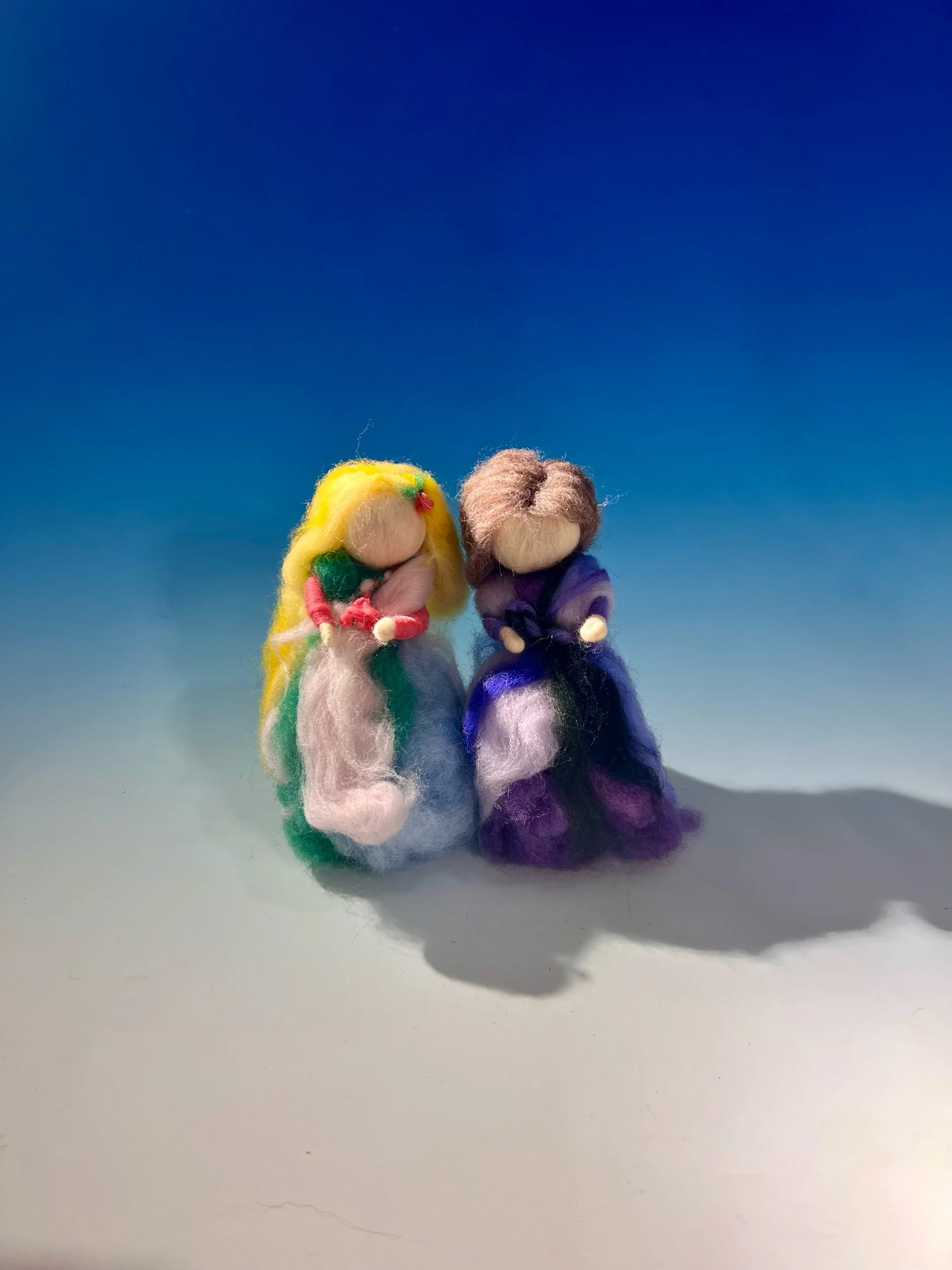 Wool Iris and Rose Flower Fairies