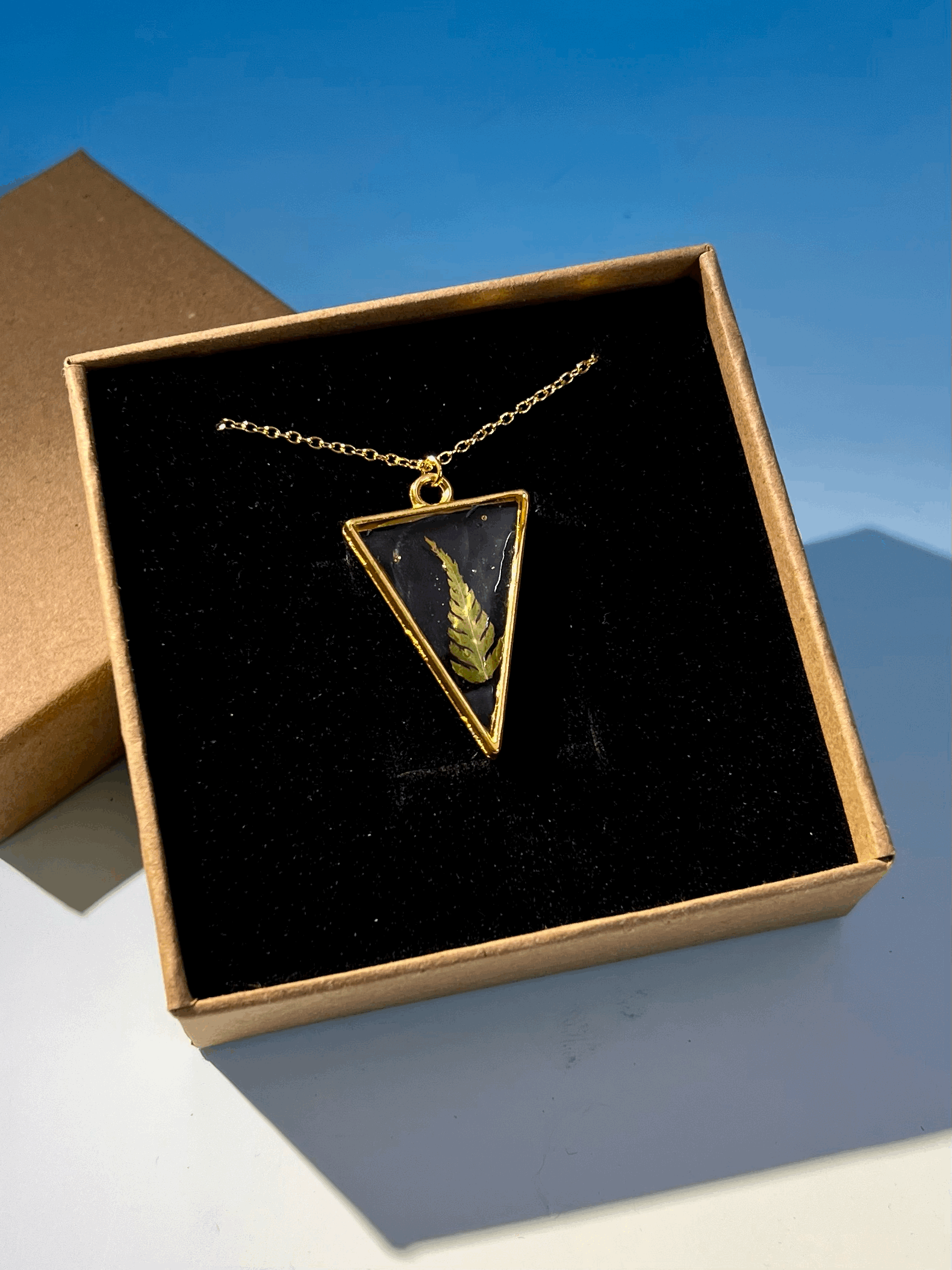 Fern Frozen in Ice, Handcrafted Real Nature Pendant