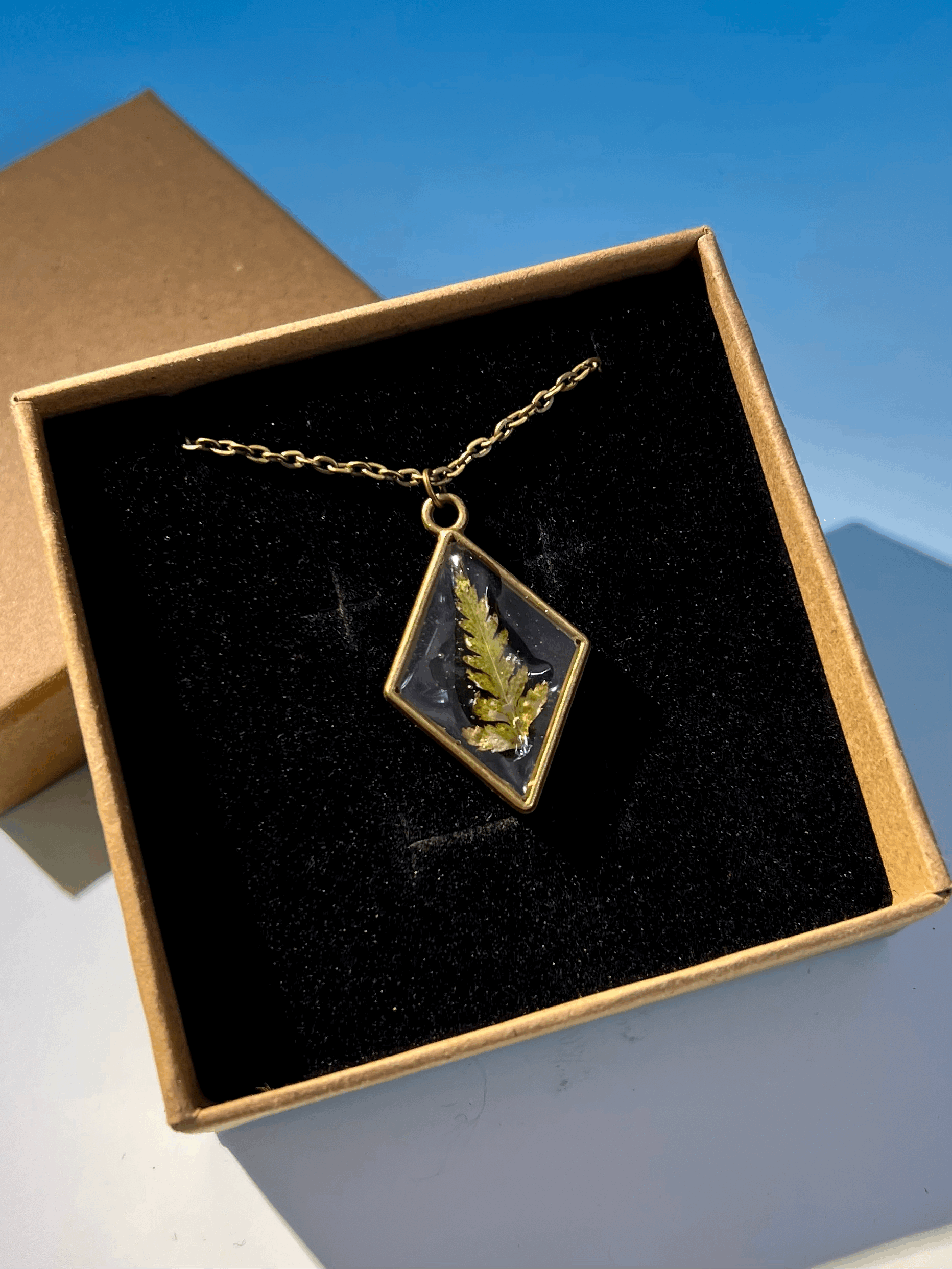 Fern Frozen in Ice, Handcrafted Real Nature Pendant
