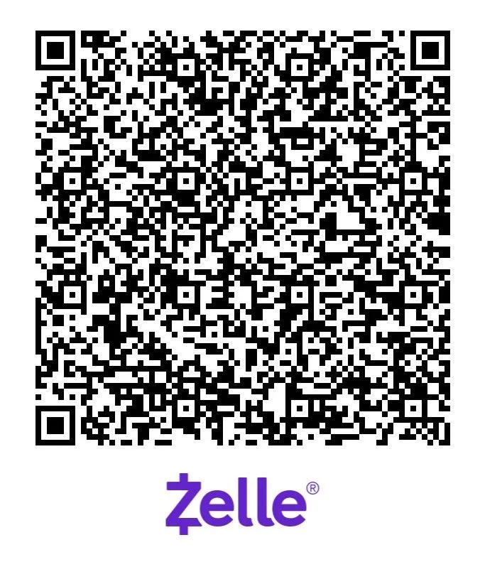 QR code with the Zelle logo in purple at the bottom.