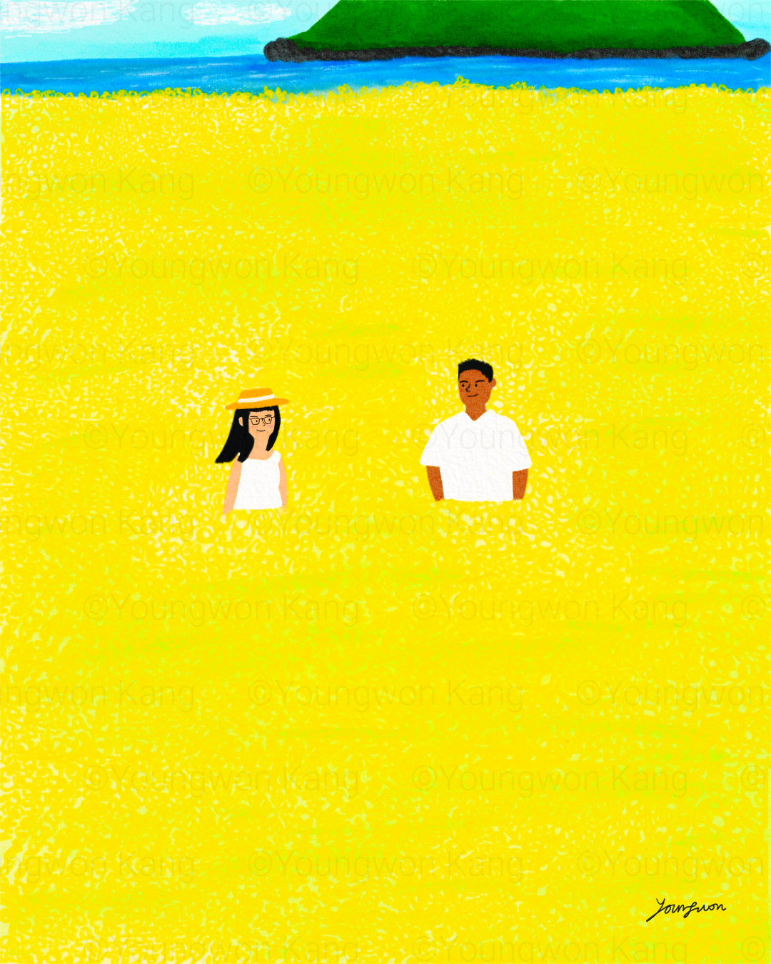 Late March to early April, Jeju Island glows with blooming canola flowers 💛.
I sketched the place I wanna visit 🫶🏼