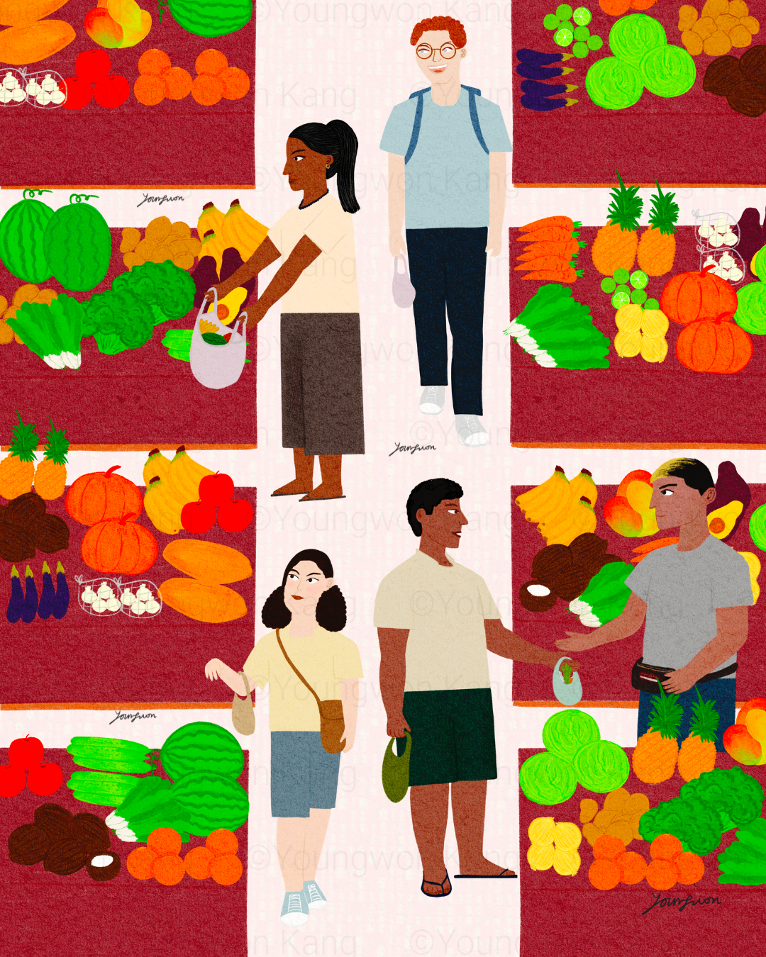 Marché de Papeete 2-  fruits and veggies section 🥕🍎🥭🥒

Sweet local fruits and fresh island veggies fill this space where locals and travelers cross paths every day.

And… you can grab a tasty 100% fruit smoothie too 😋

This is Part 2 of my Papee