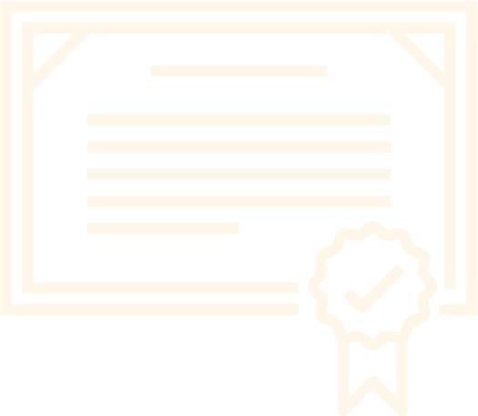 A certificate with a ribbon and checkmark, symbolizing achievement or certification.