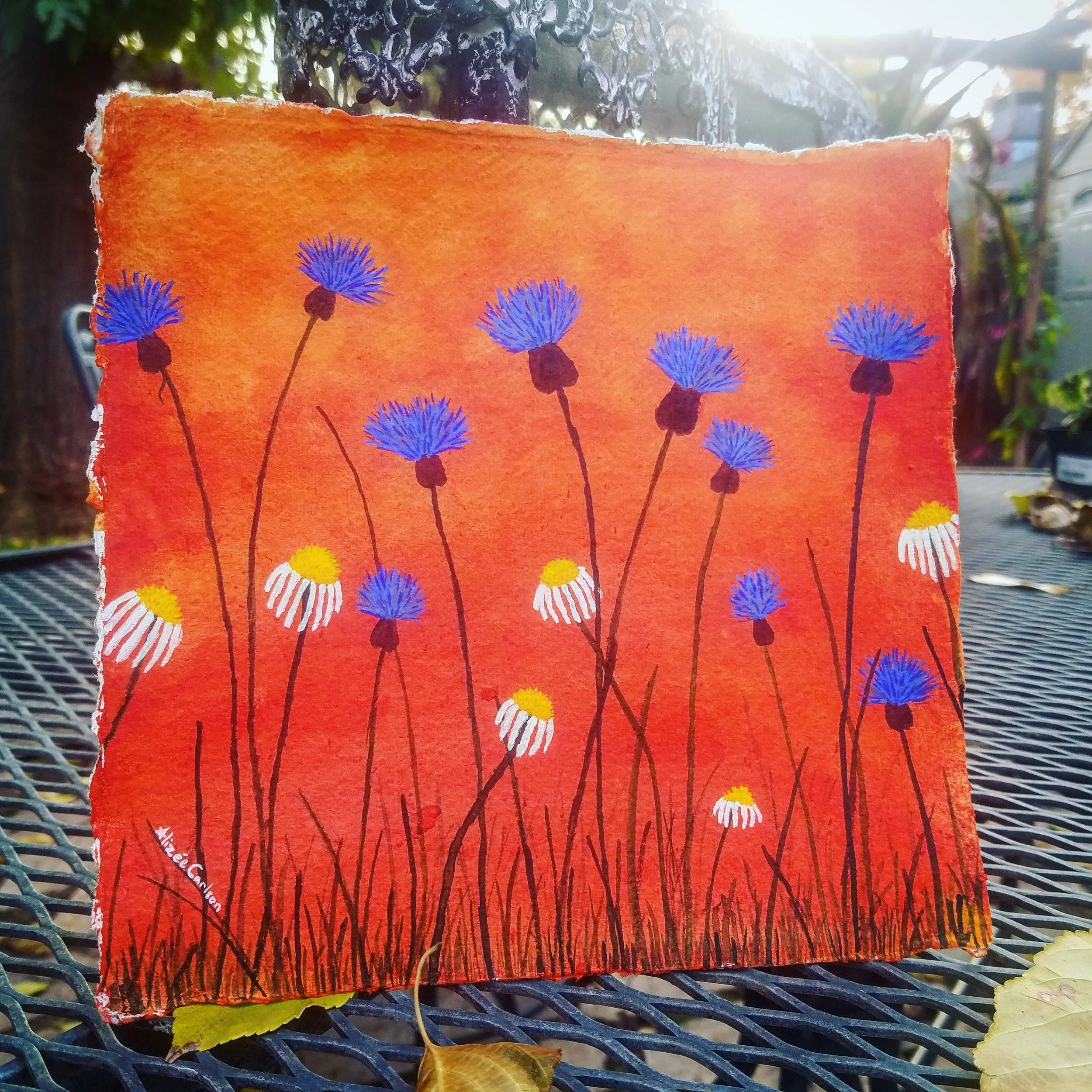 'Evening Among Wildflowers' - Gouache, Watercolor