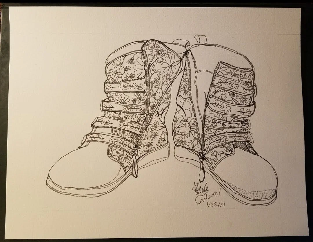 'One Shoe' - Continuous Line Graphite