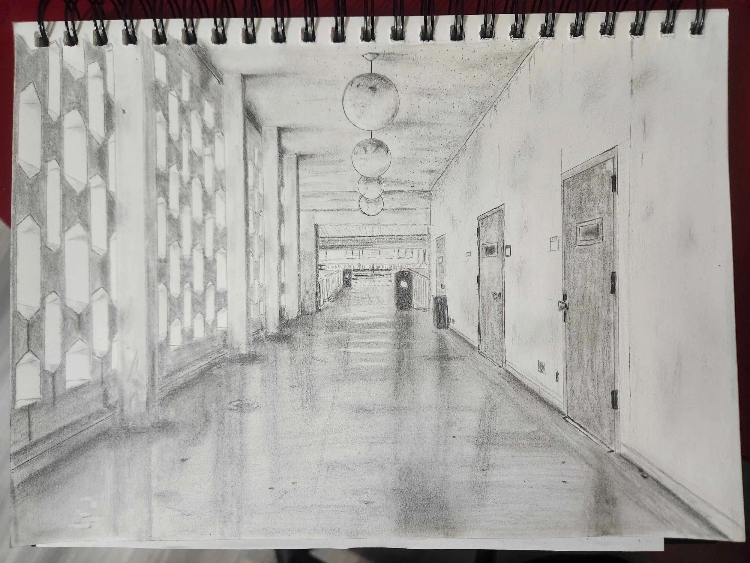 'College Hallway' - Graphite