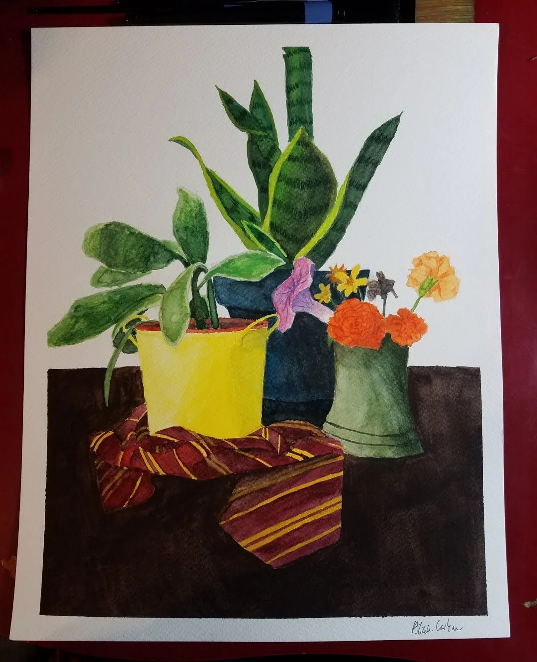 'A Plant Lover's Tabletop' - Watercolor