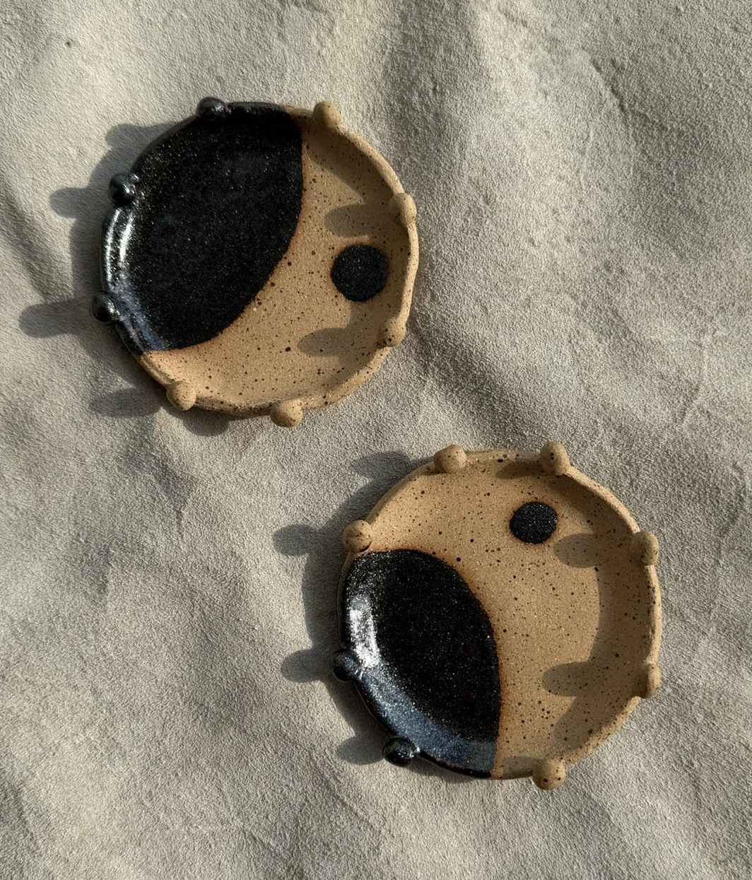 Mini Natural Tray, abstract Glaze with Balls