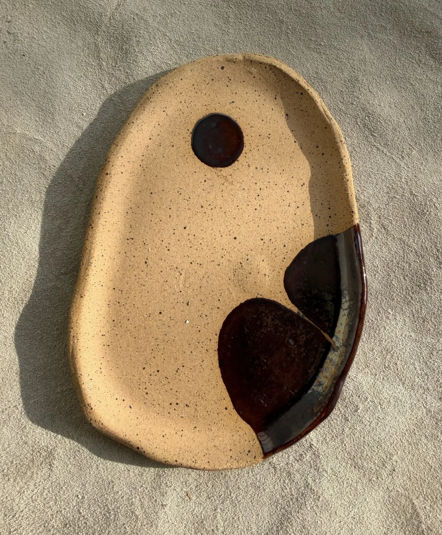 Natural Tray with Abstract Glaze