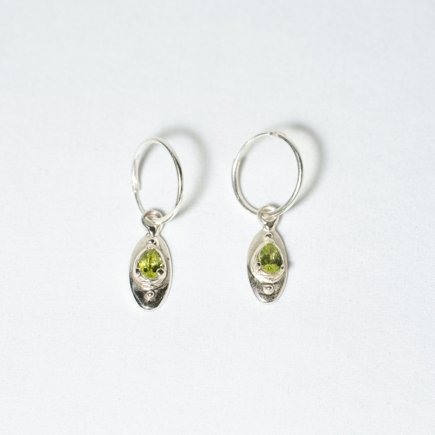 Mini Hoop Earrings • PERIDOT Oval