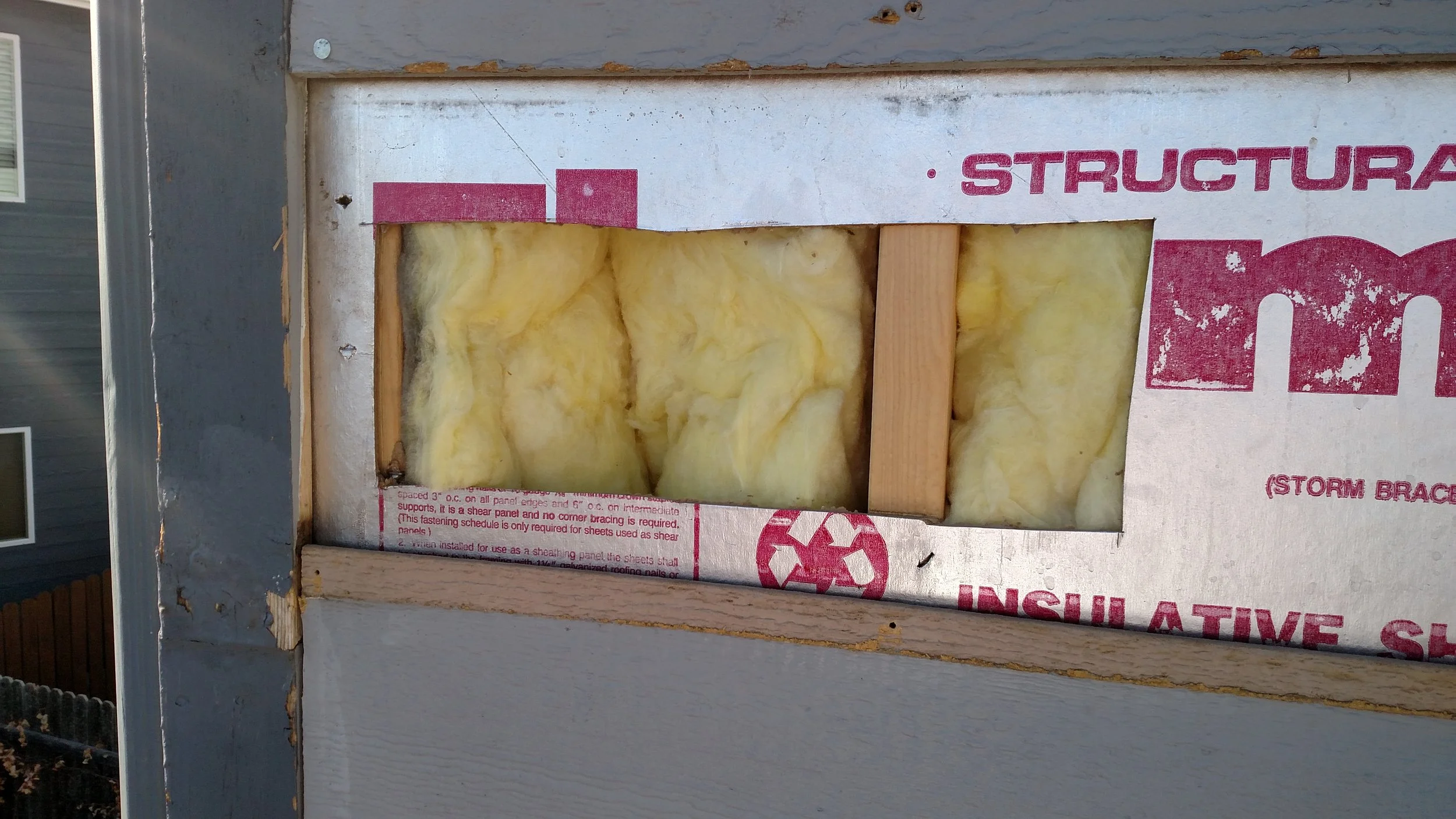 Exterior wall with insulation and Thermaply sheathing,   This is basically cardboard with a layer of foil.  Its allowed by code but definitely not best practice.