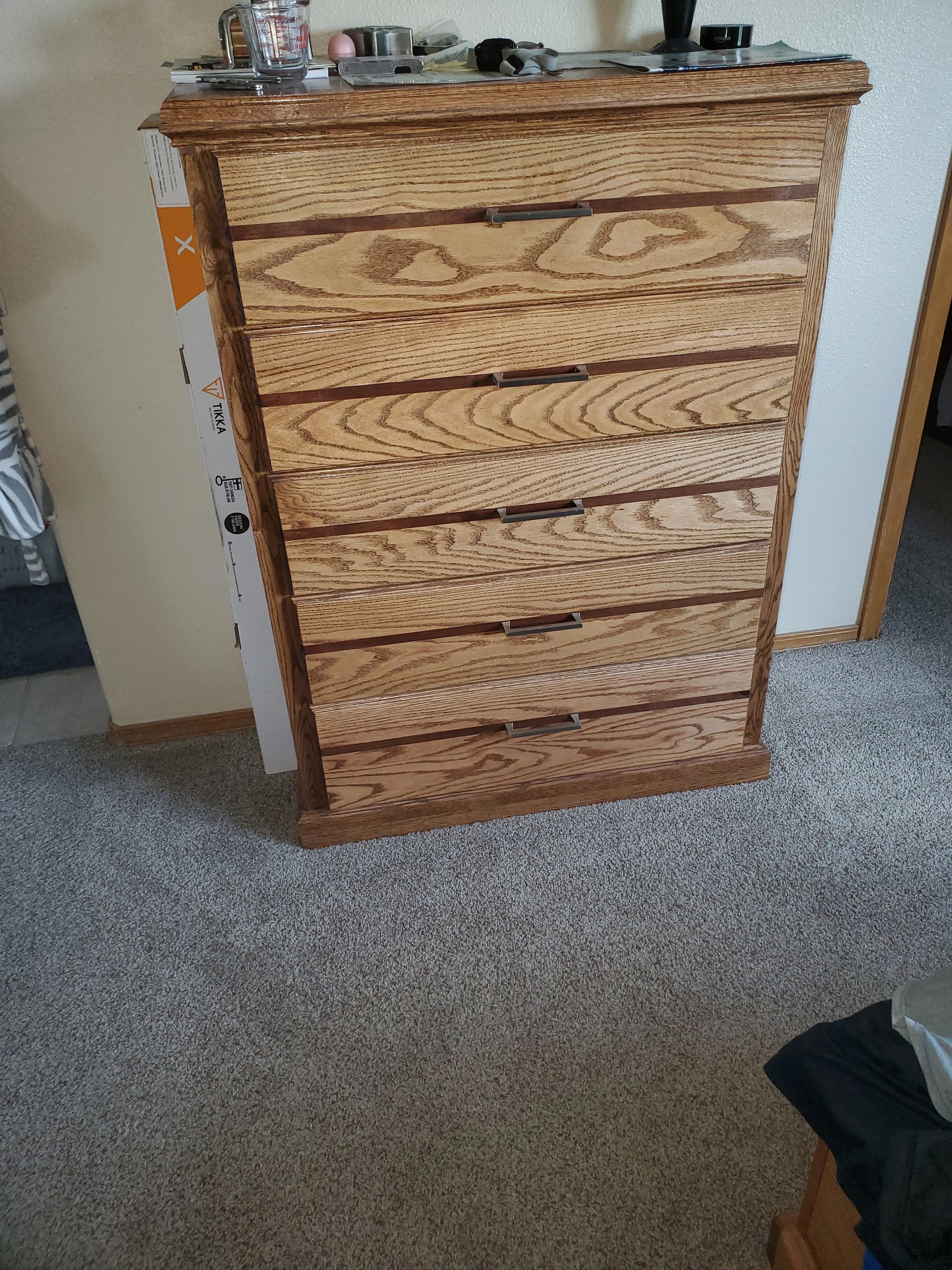 Custom Red Oak dresser with five drawers,  Colorado Springs
