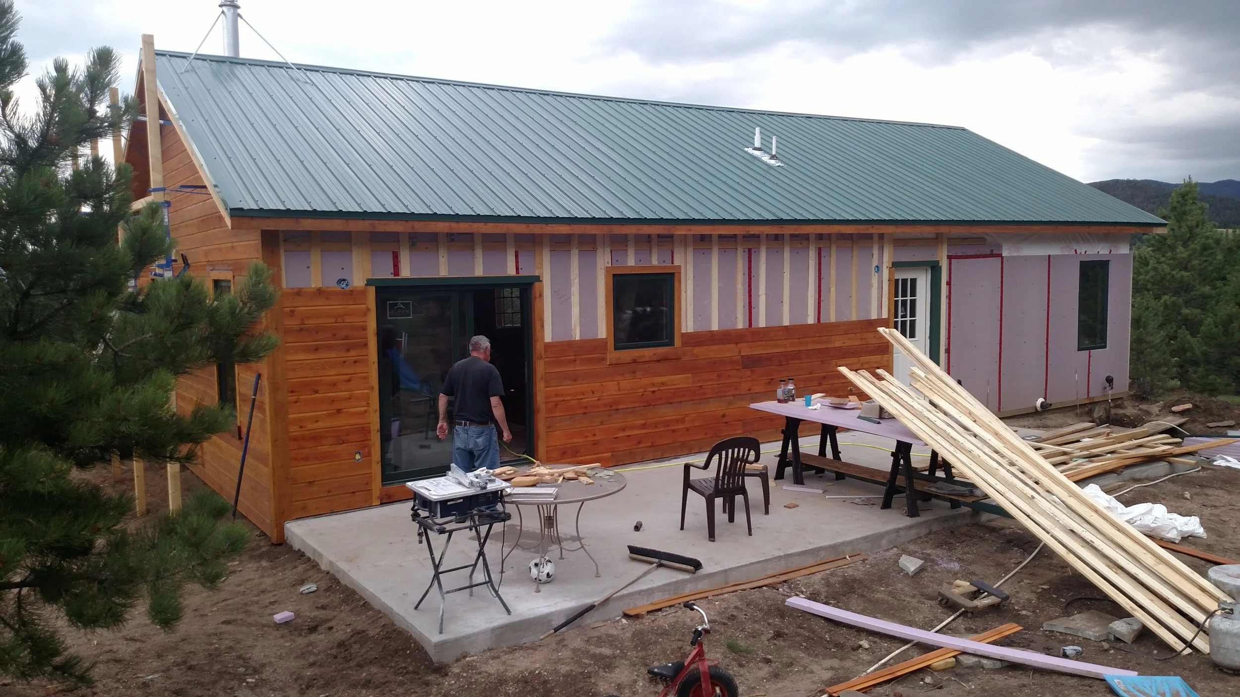 Cedar siding on rear of home