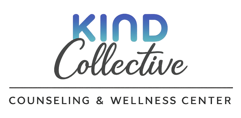 Logo for Kid Collective Counseling & Wellness Center with stylized text and a color gradient.