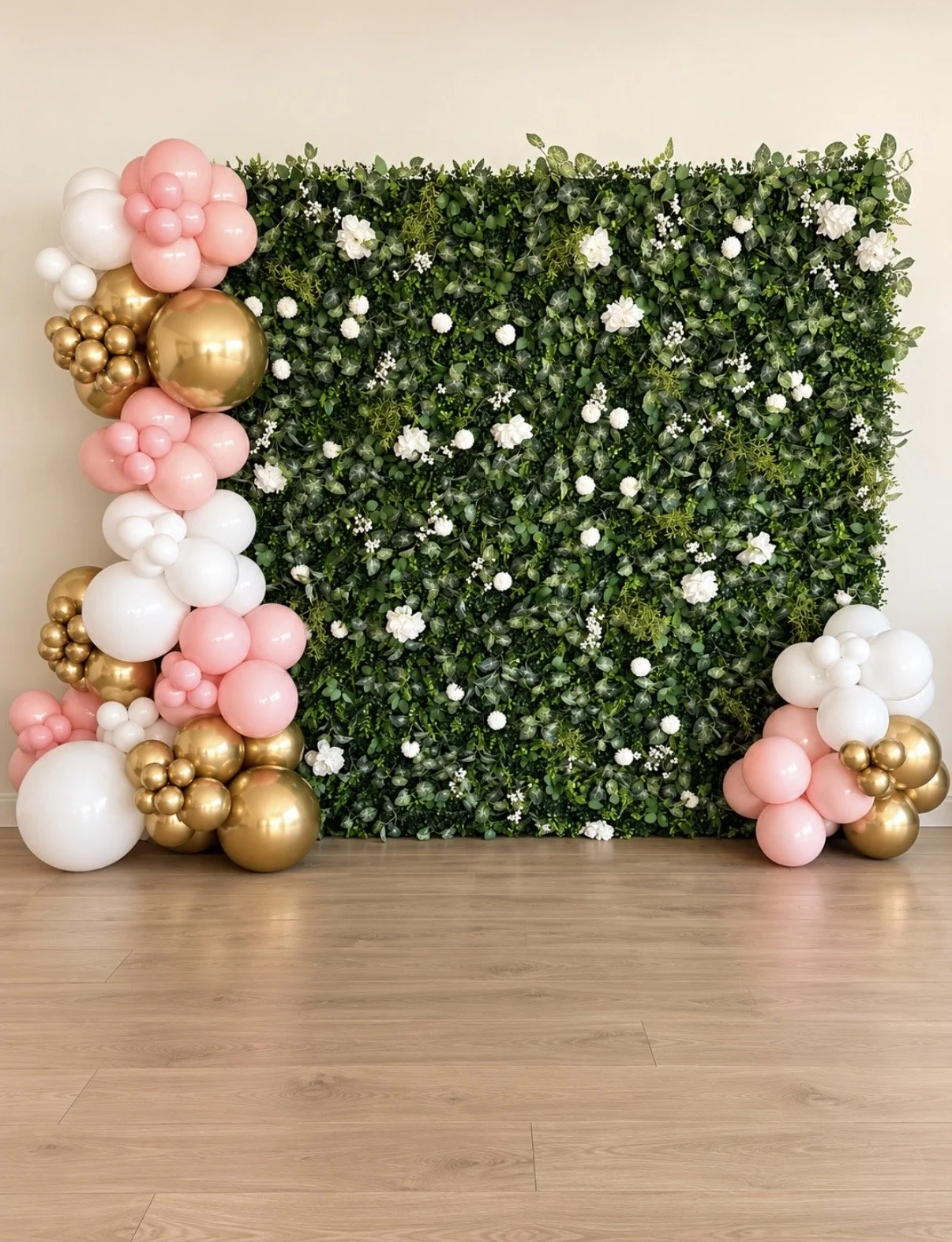 Floral wall and balloons