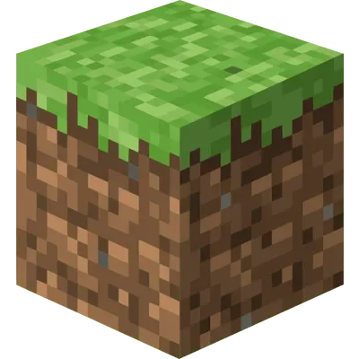 A pixelated grass block from the video game Minecraft, featuring green grass on top and brown dirt on the sides.