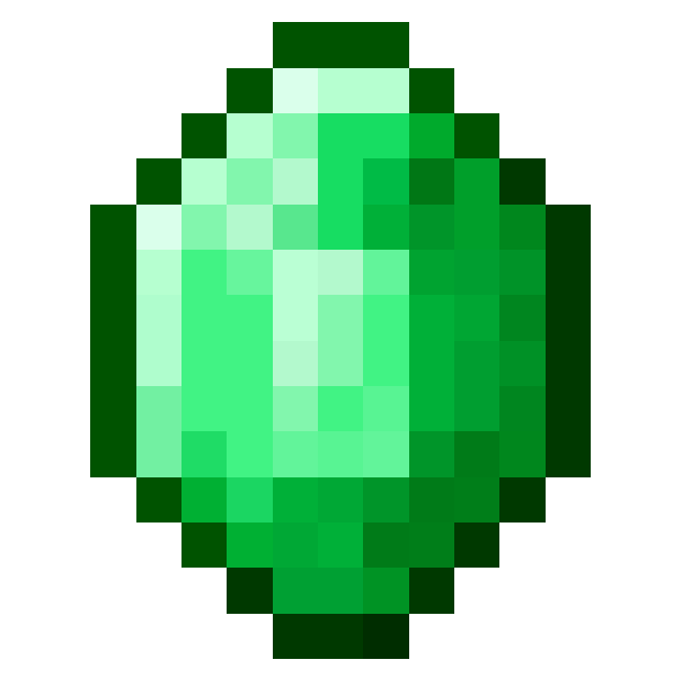 Very pixelated image of a green, elongated object that appears to be an emerald gemstone.