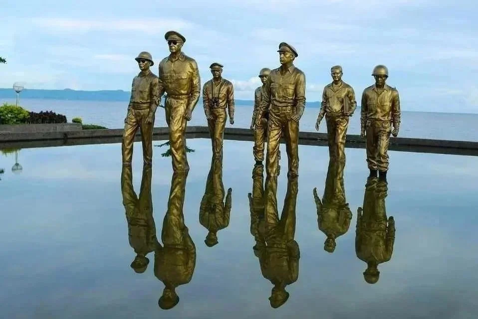 MacArthur Landing Memorial bronze statues in Palo, Leyte — near Cabo Verde Hotel
