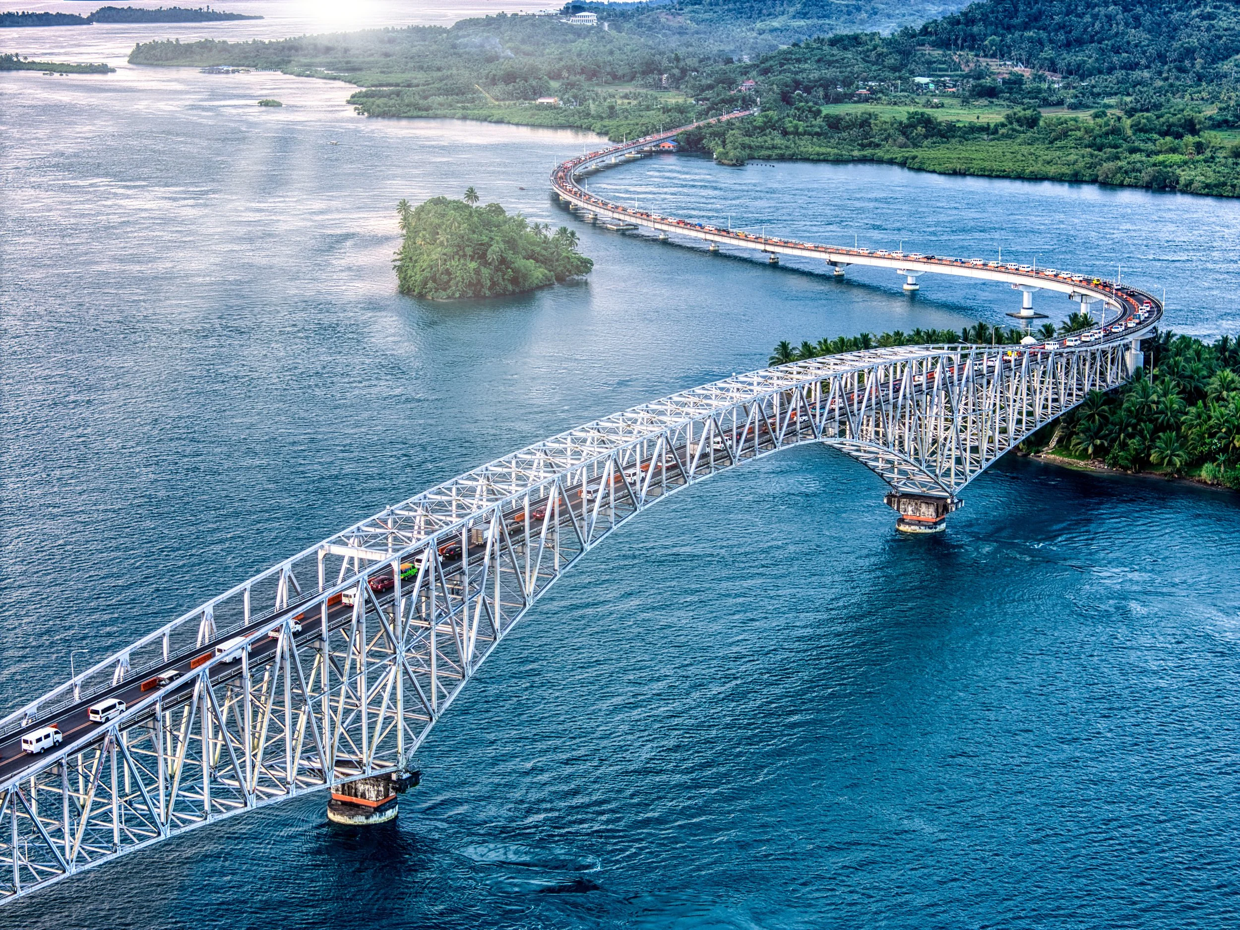 San Juanico Bridge sunset view connecting Leyte and Samar