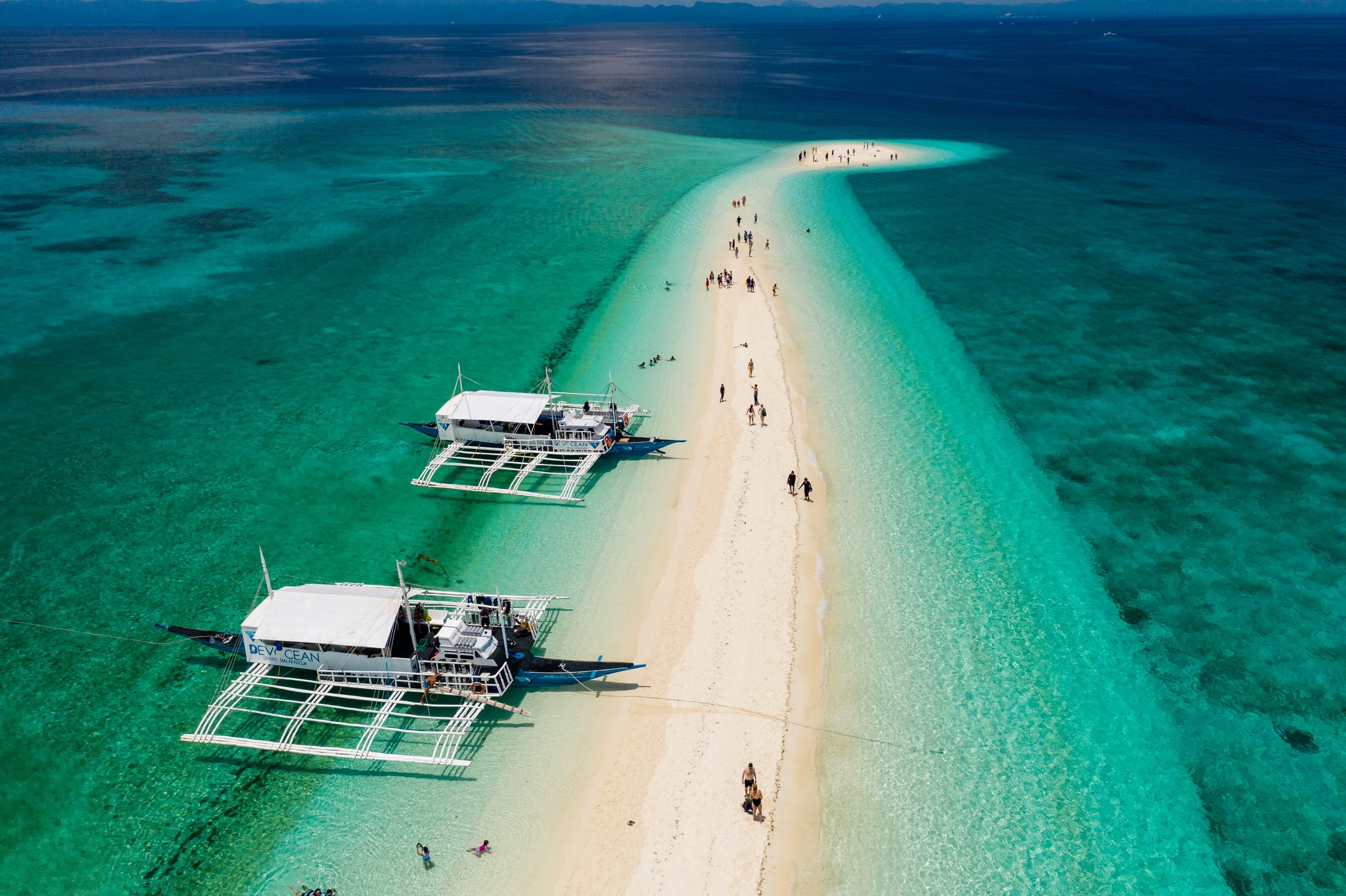 Kalanggaman Island white sandbar aerial view, Leyte
