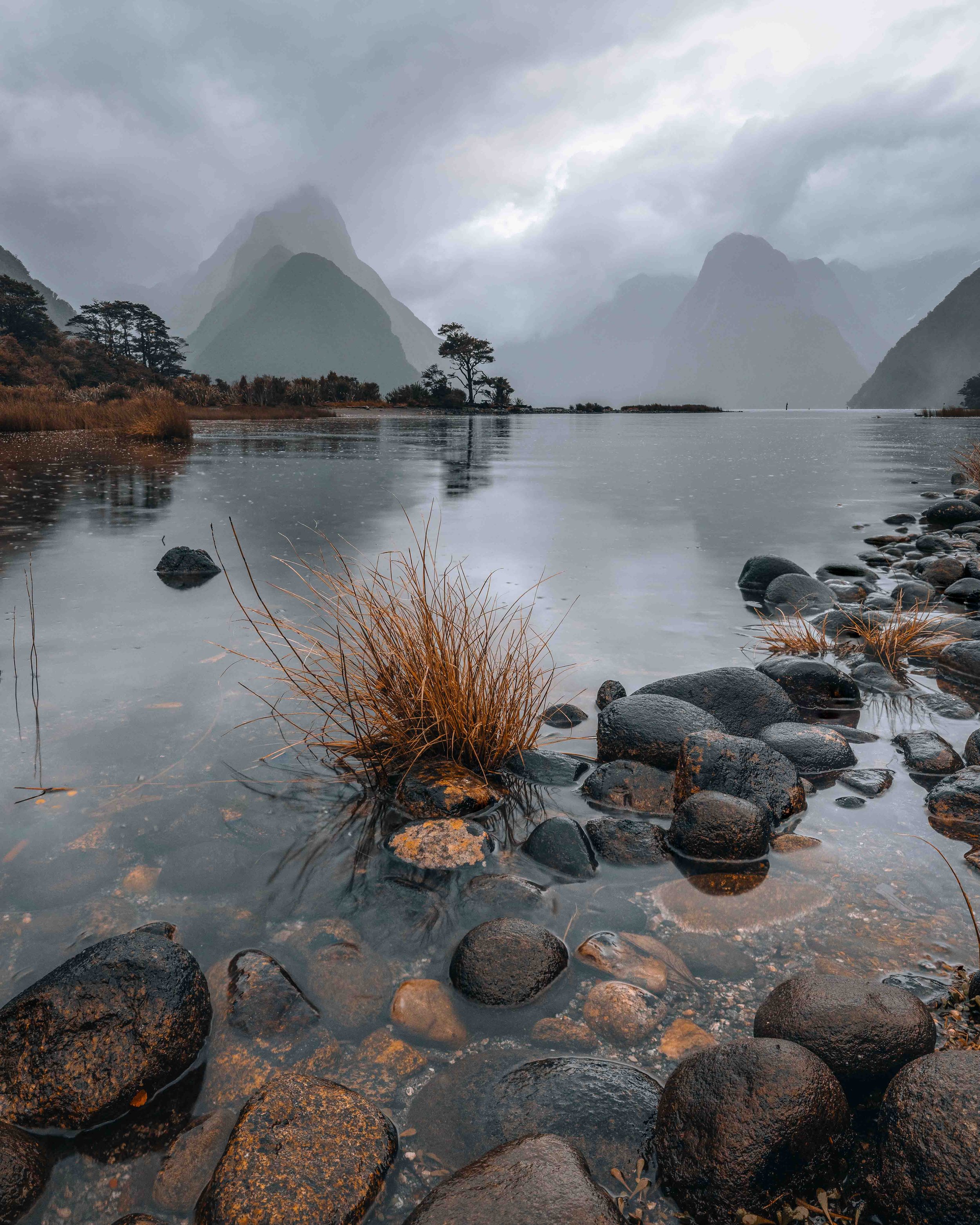 Golden Gloom – Milford Sound Fine Art Print, New Zealand Landscape Photography