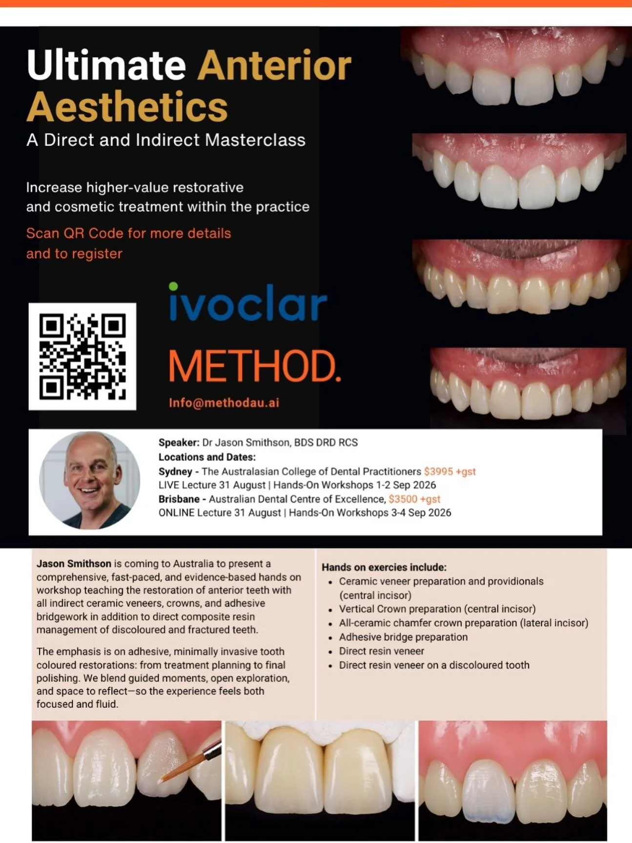 19.5 hours of CPD

Bring a friend and enjoy learning in style at locations designed by dentists for dentists 

Registration details in the bio