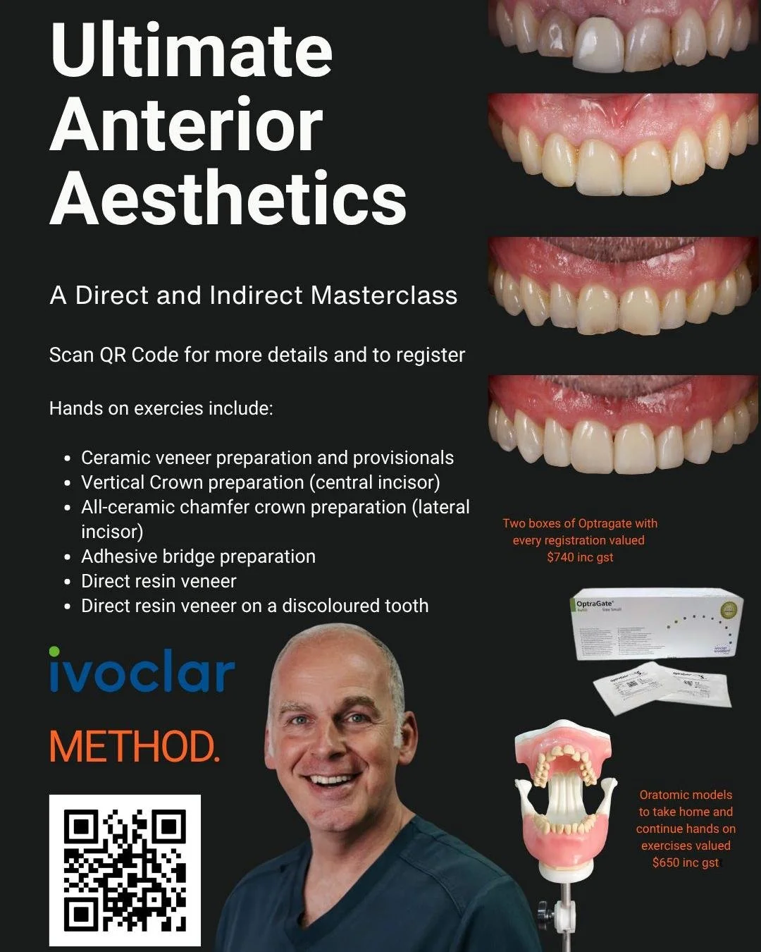 Six hands-on exercises. 19.5 hours. One of the world's best using the coolest realistic models on the market.

Dr Jason Smithson's Ultimate Anterior Aesthetics Masterclass covers the full spectrum of direct and indirect anterior restorations &mdash; 