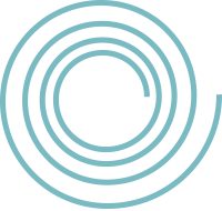 Circular maze with light blue walls on a black background