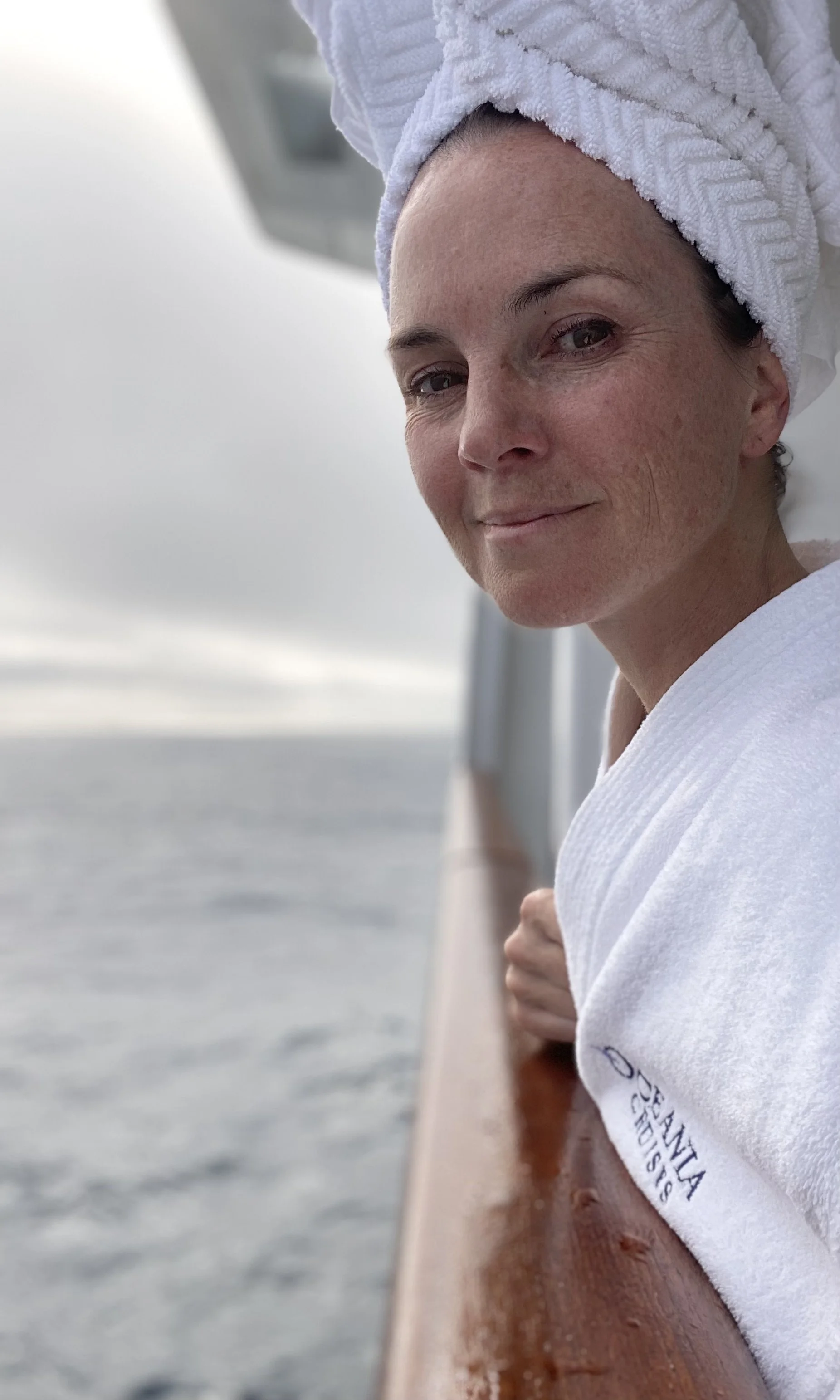 Erica Cassidy relaxes after a luxury Elemis spa treatment aboard her Oceania Cruise to Alaska