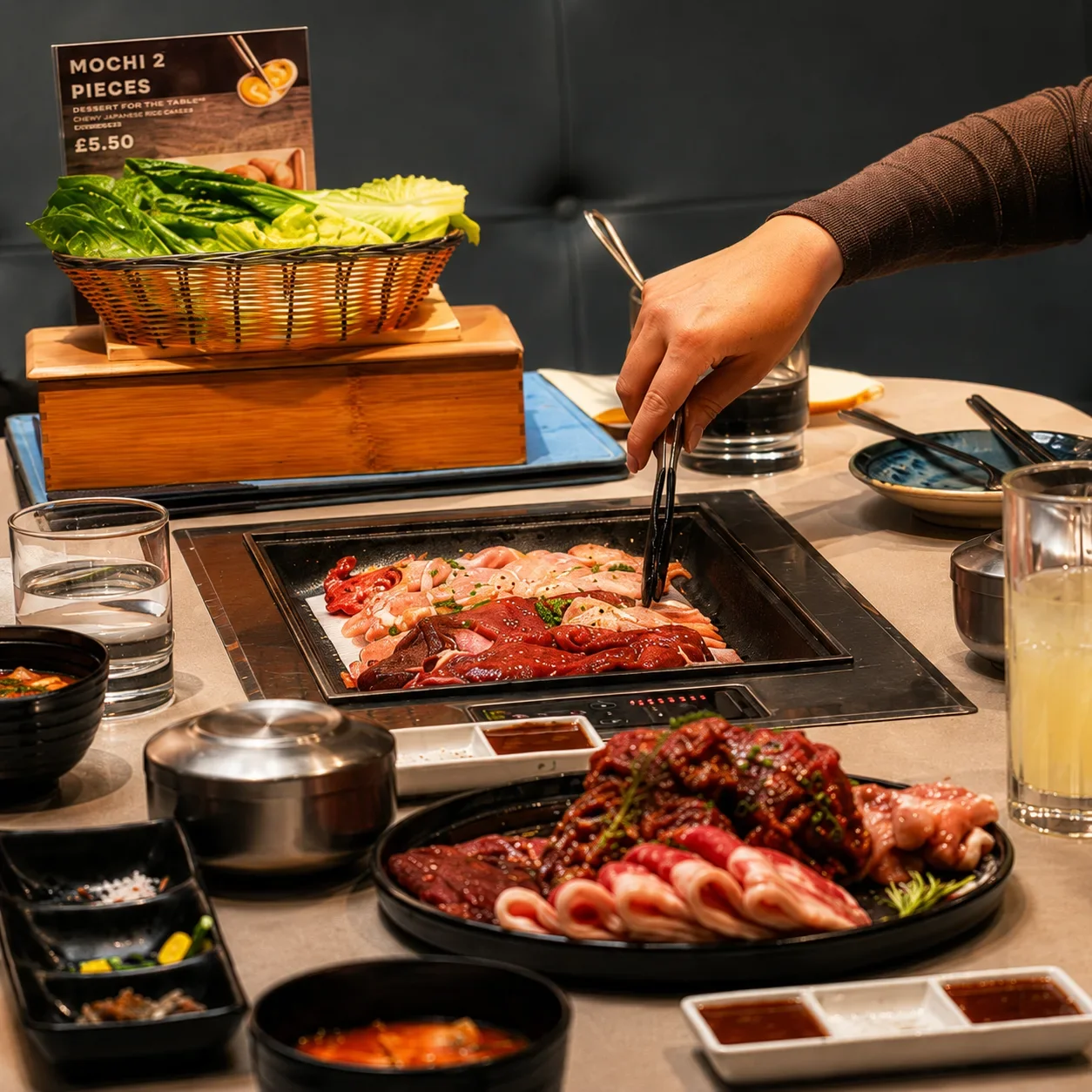 Tabletop charcoal grilling at Korean BBQ House Barbican
