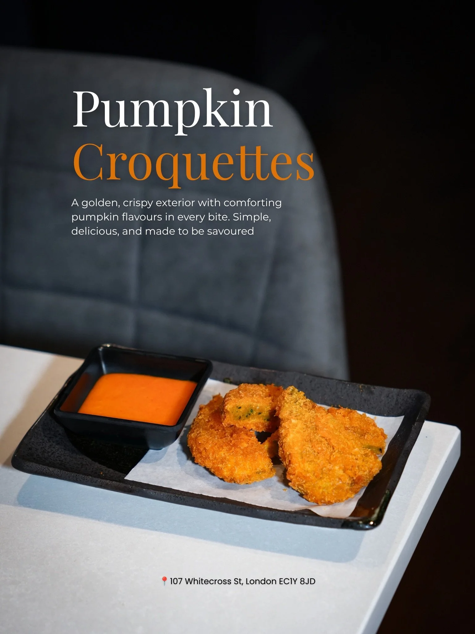 PUMPKIN CROQUETTES

A golden, crispy exterior with comforting pumpkin flavours in every bite. Simple, delicious, and made to be savoured.

Book your table now!

Korean BBQ House- Barbican
📍107 Whitecross St, London EC1Y 8JD 
Follow us for many more,