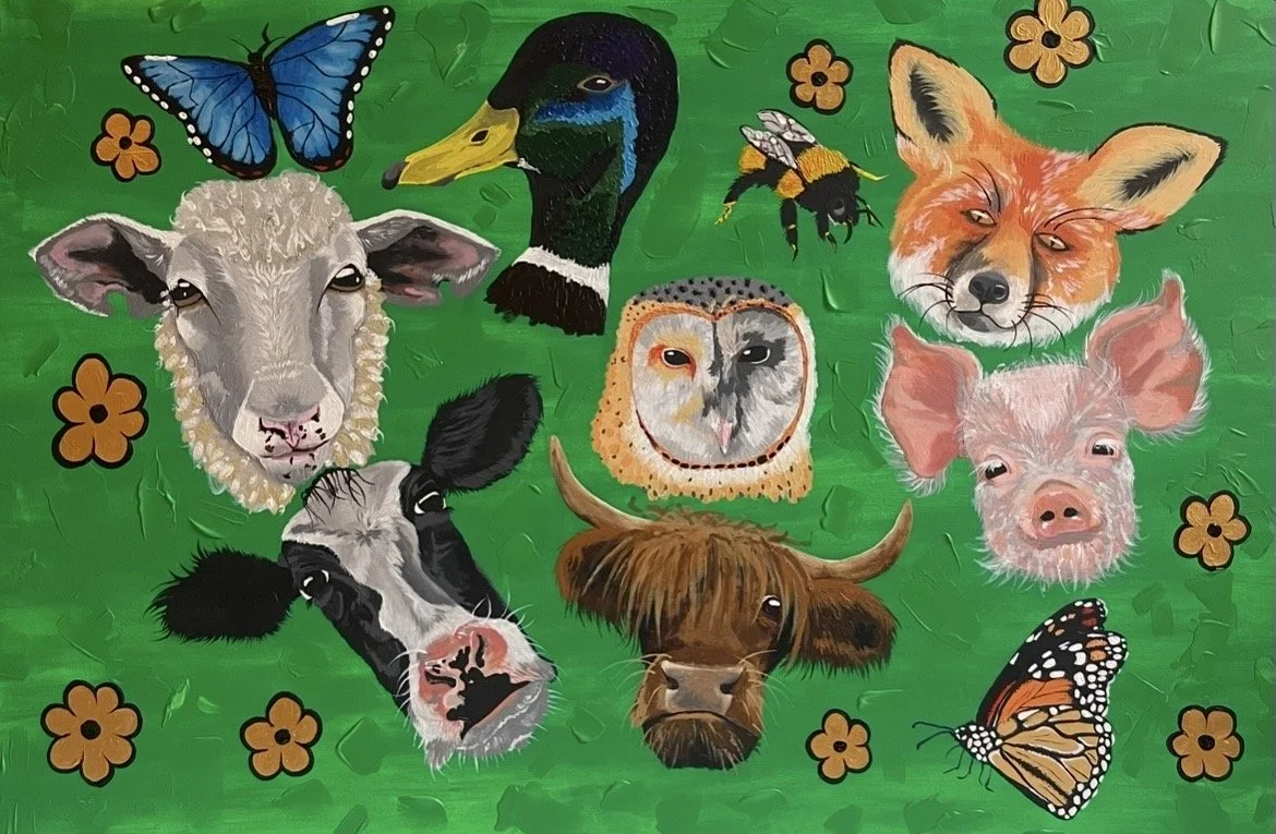 Jessica Braybrook, `a day on the farm`, July 2025, 100cm x 60cm, acrylic on canvas