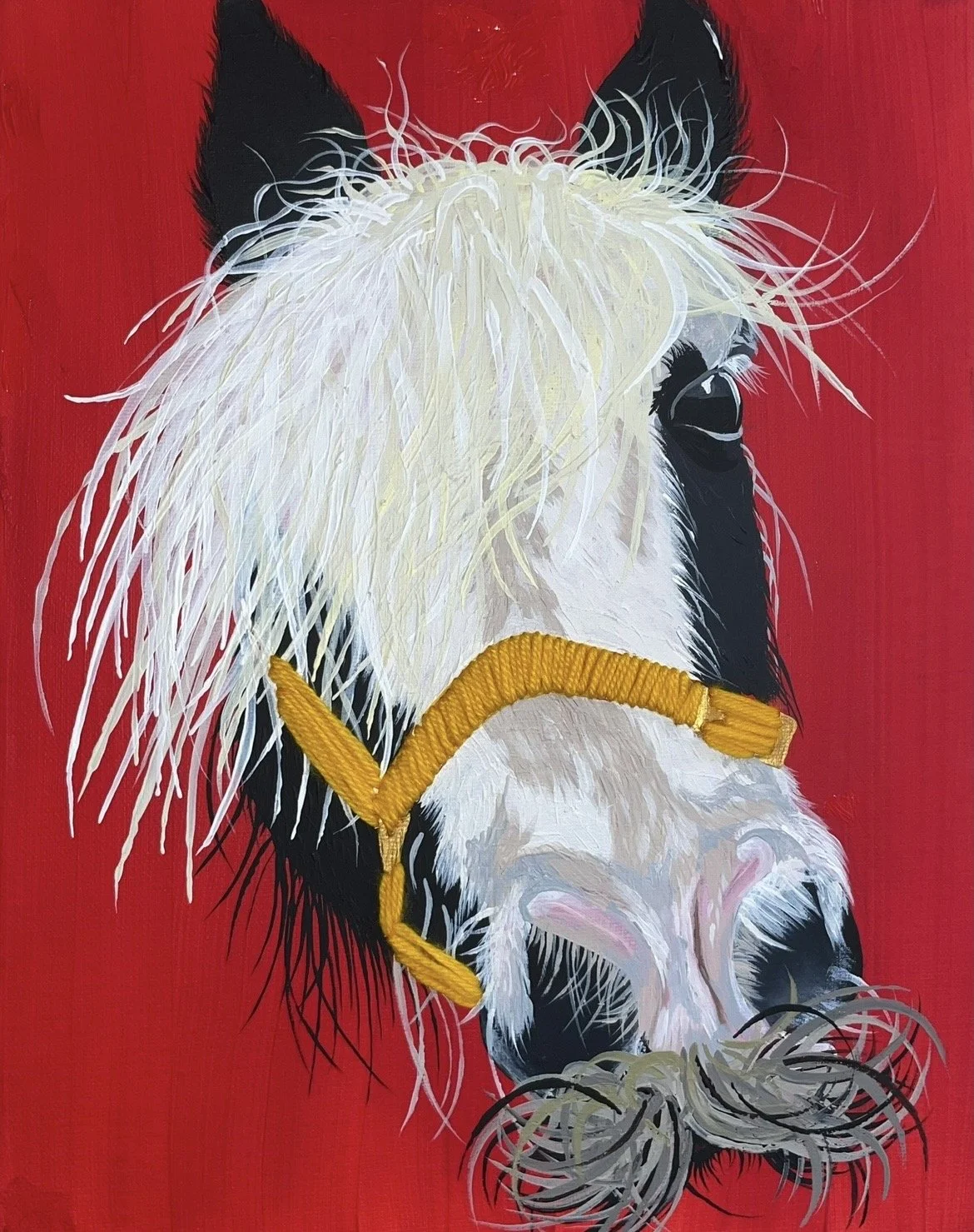 Jessica Braybrook, `Merlin`, April 2025, 30cm x 20cm, acrylic on canvas, embroidered with wool