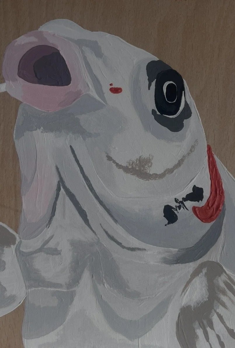 Jessica Braybrook, `koi no.2`, may 2026, 15cm x 10cm, acrylic on wood 