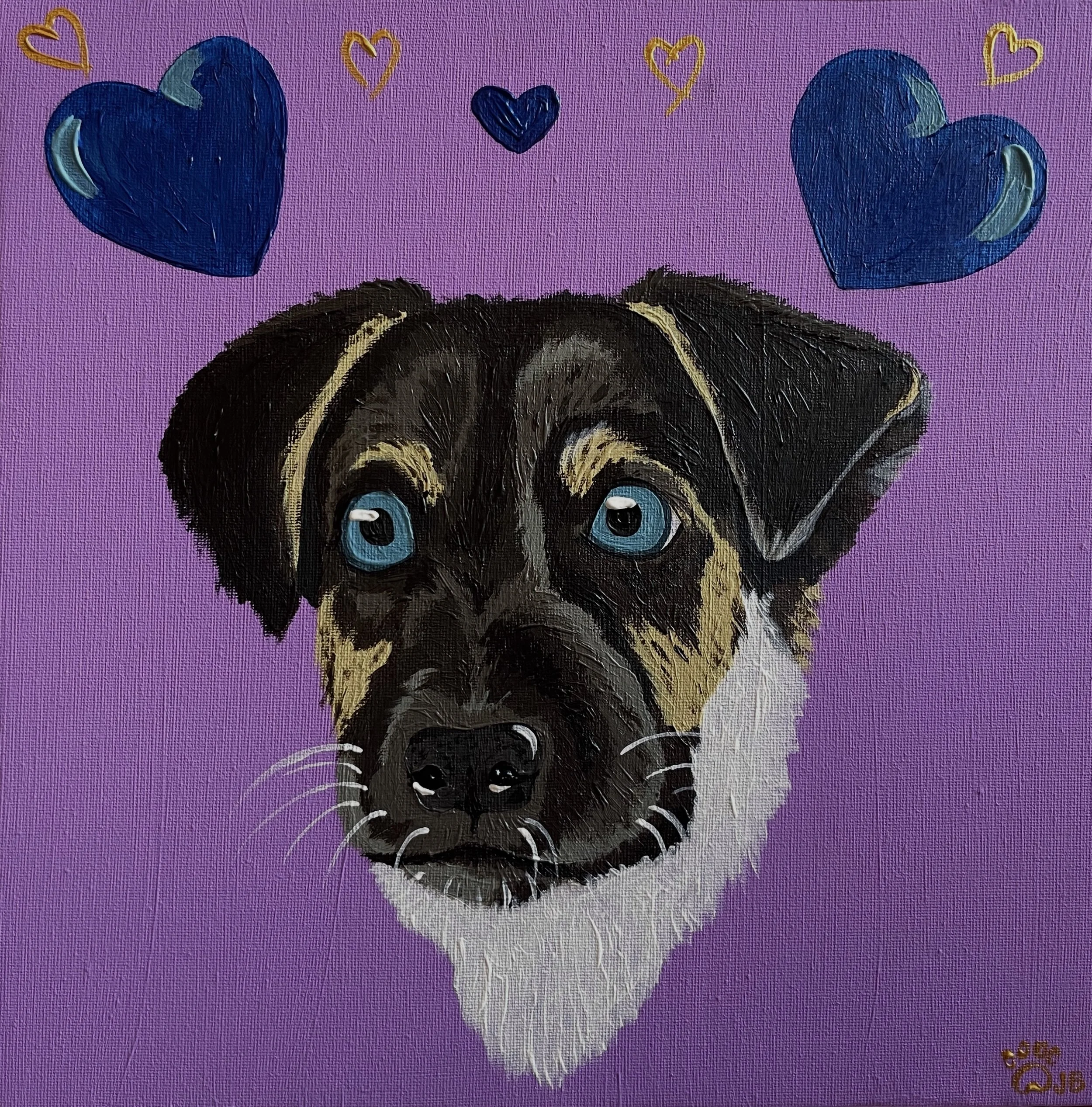 Jessica Braybrook, `bright blue eyes`, Sept 2025, 30cm x 30cm, acrylic on canvas